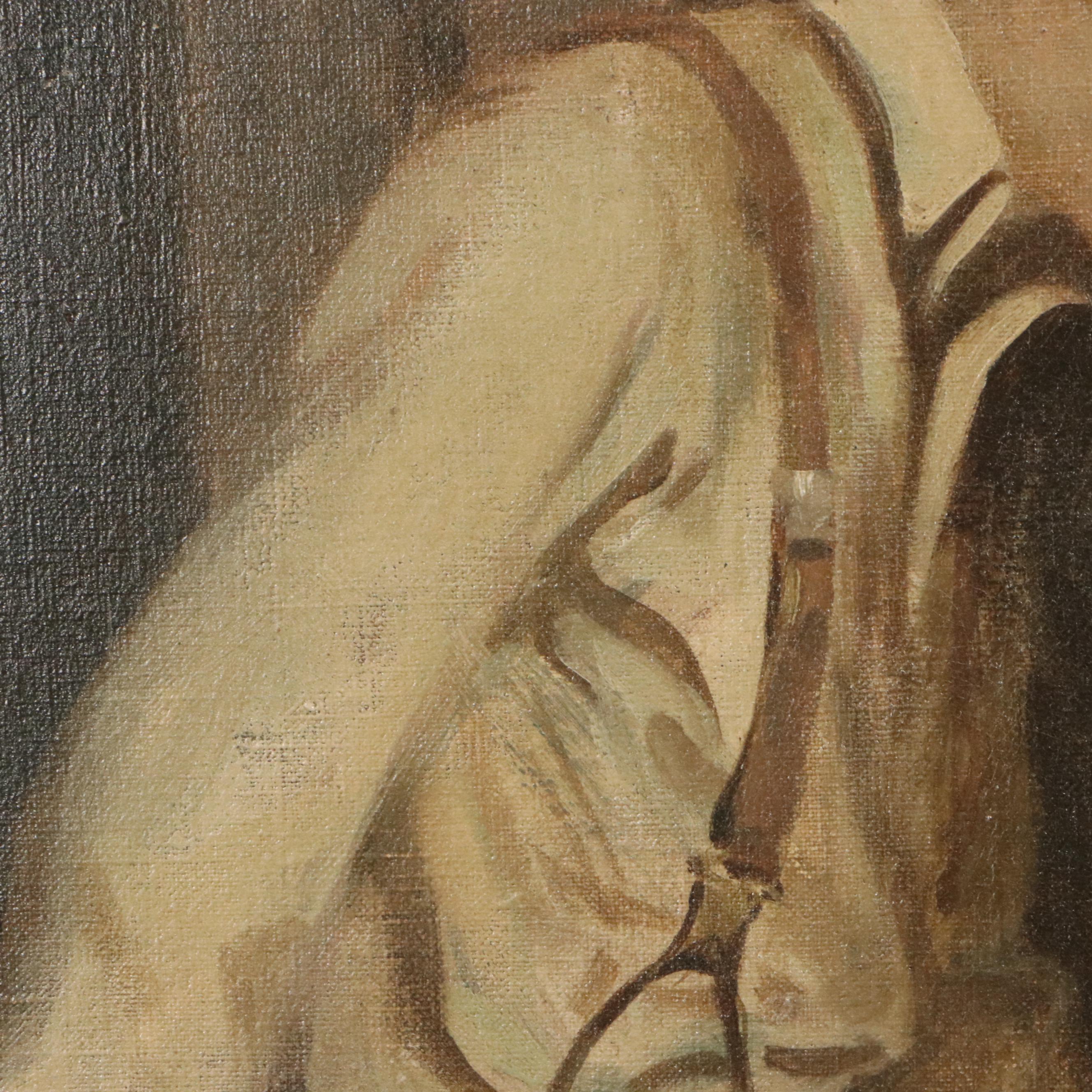 Gayle Hoskins Genre Oil Painting of Boy and Girl, 20th Century