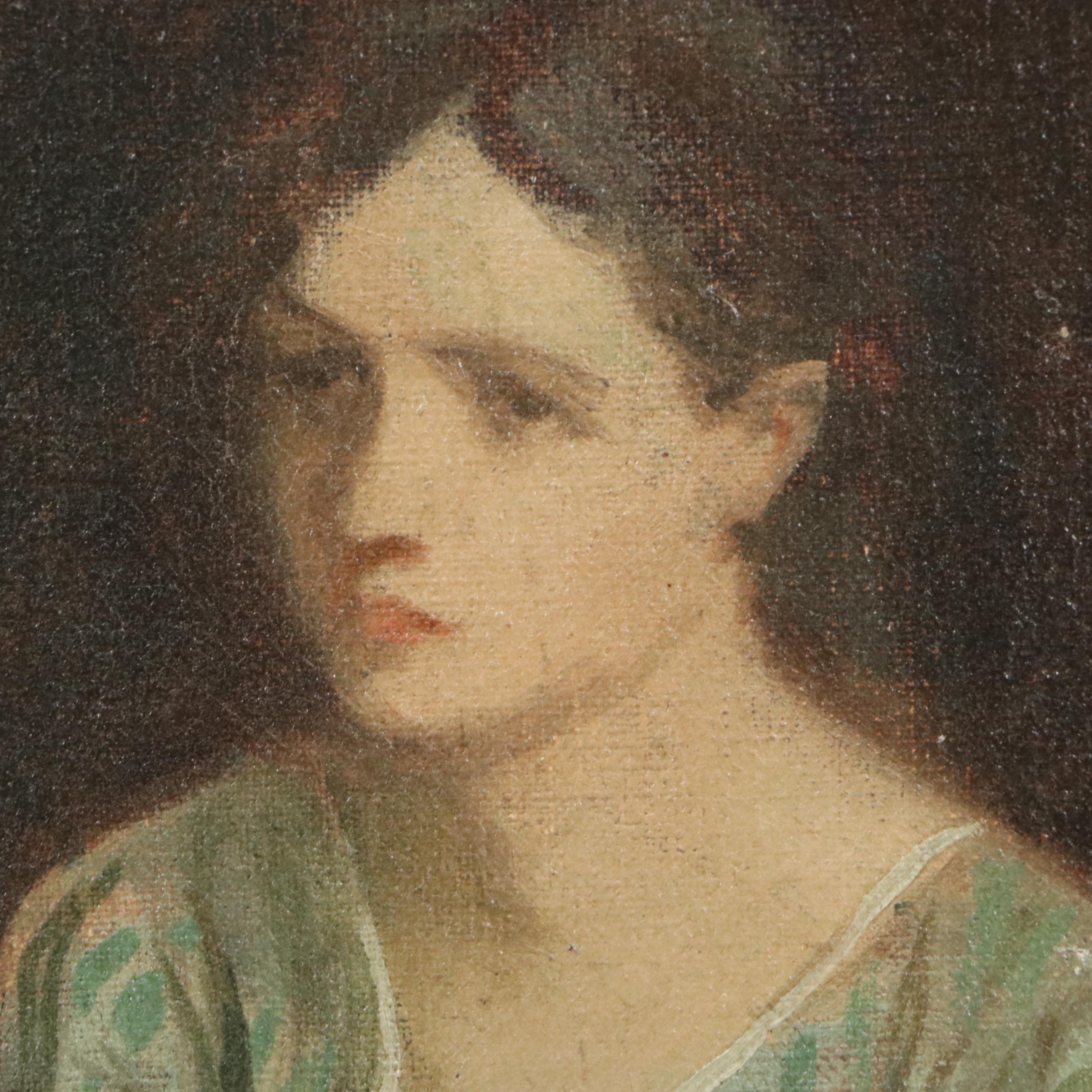 Gayle Hoskins Genre Oil Painting of Boy and Girl, 20th Century