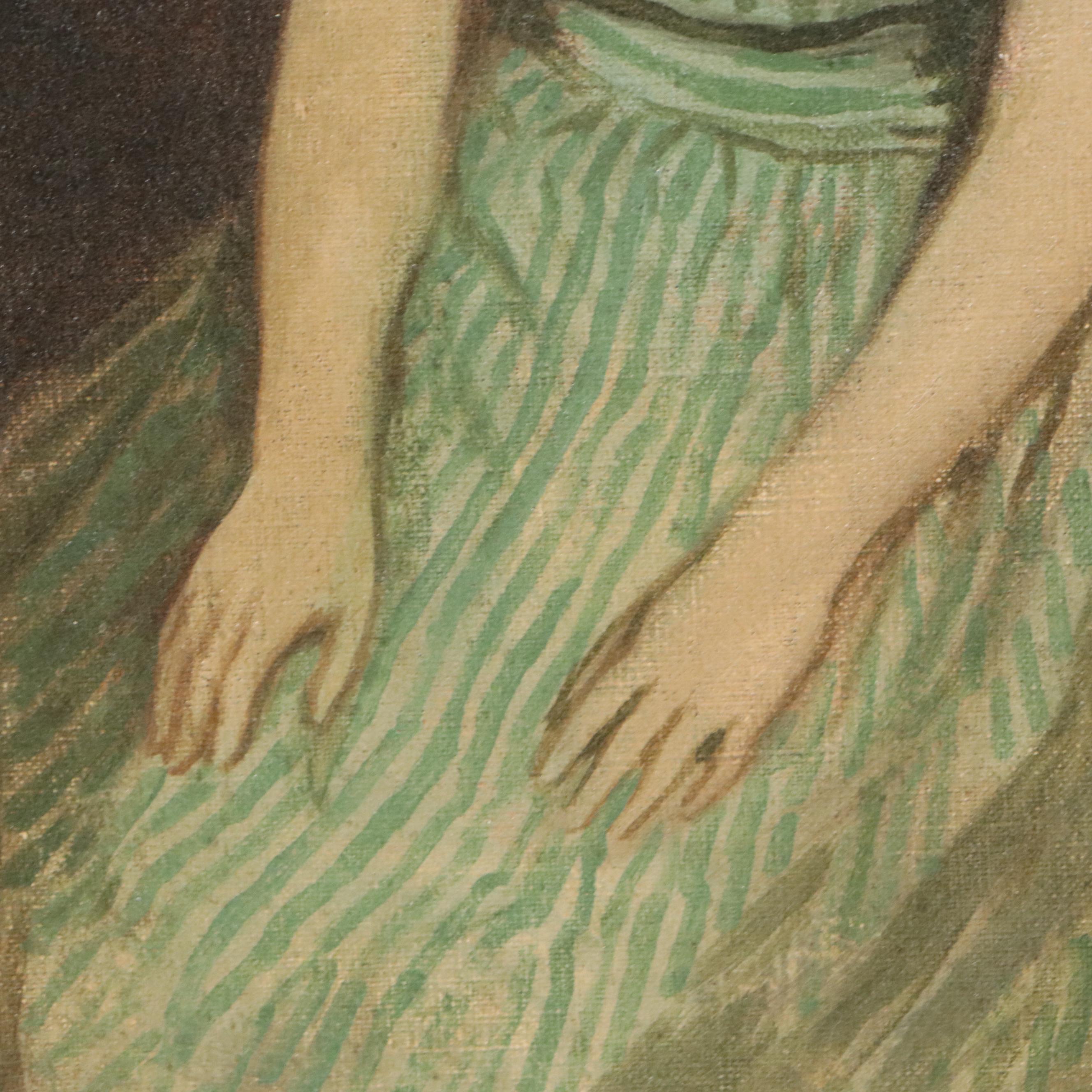 Gayle Hoskins Genre Oil Painting of Boy and Girl, 20th Century