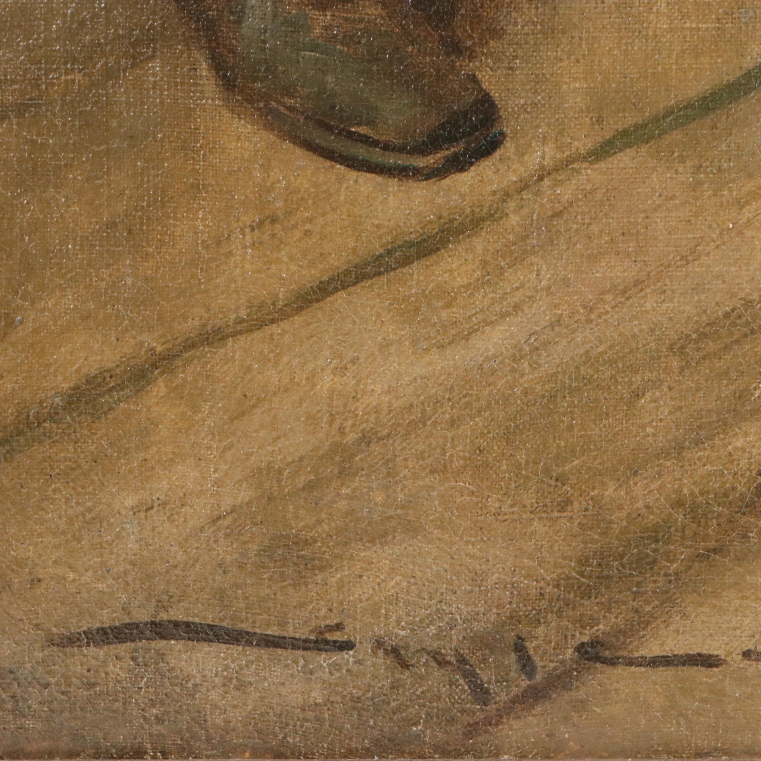 Gayle Hoskins Genre Oil Painting of Boy and Girl, 20th Century