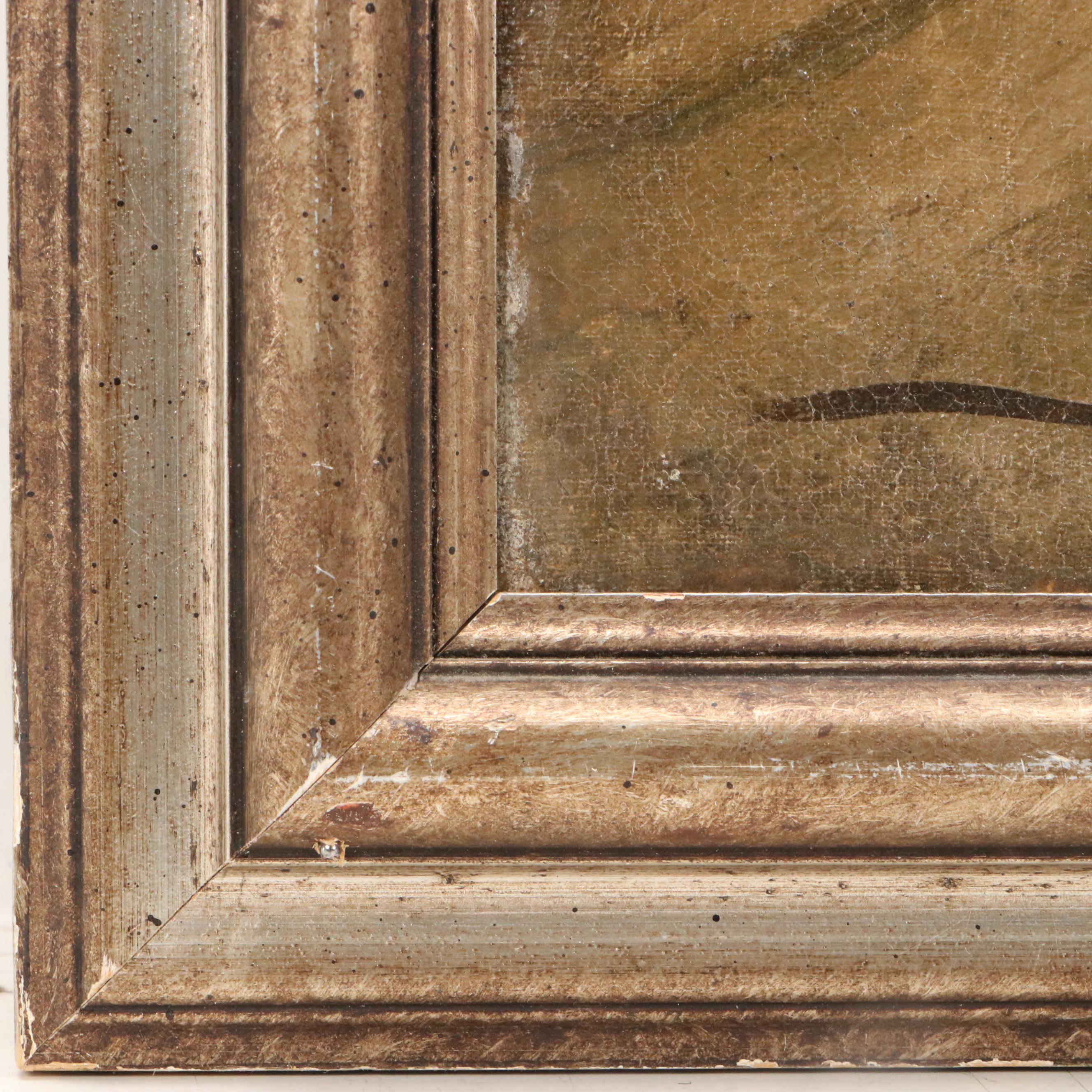 Gayle Hoskins Genre Oil Painting of Boy and Girl, 20th Century