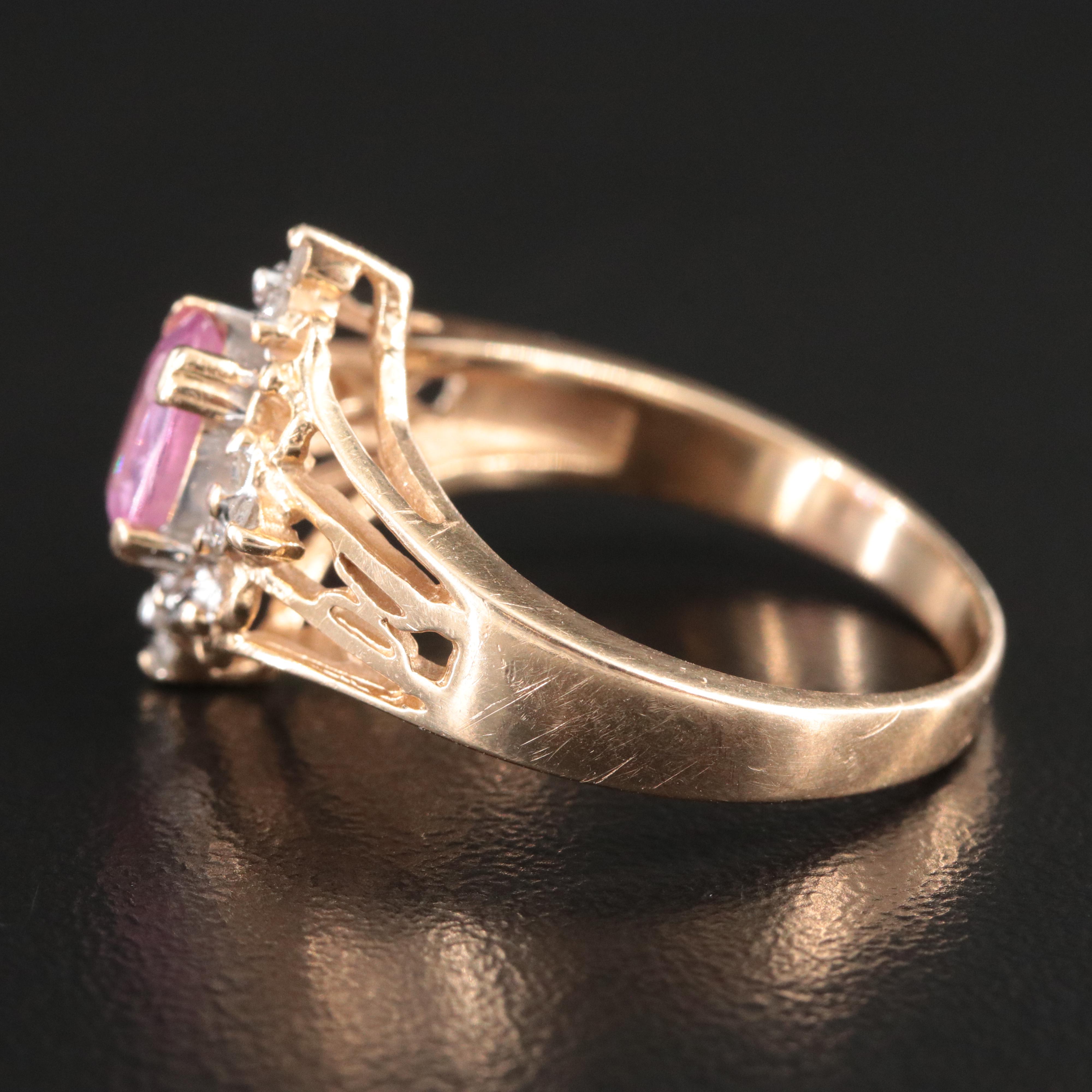 14K Pink Sapphire and Diamond Ring