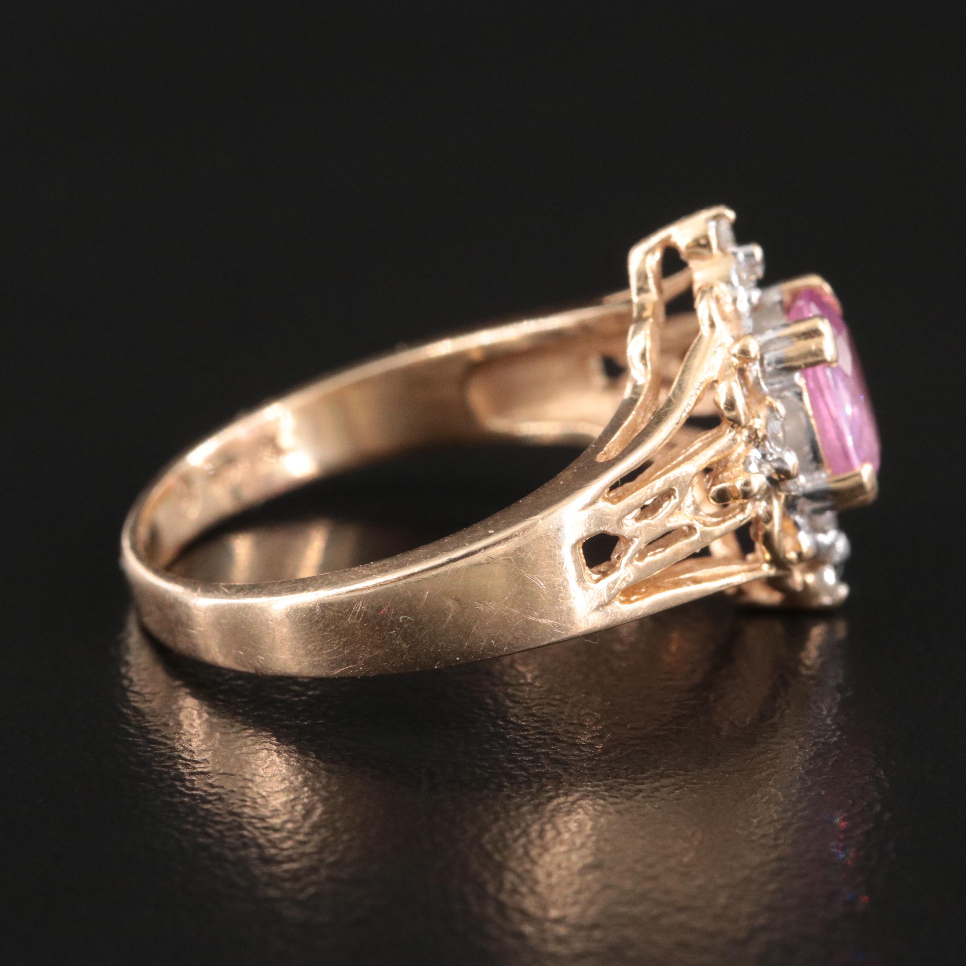14K Pink Sapphire and Diamond Ring