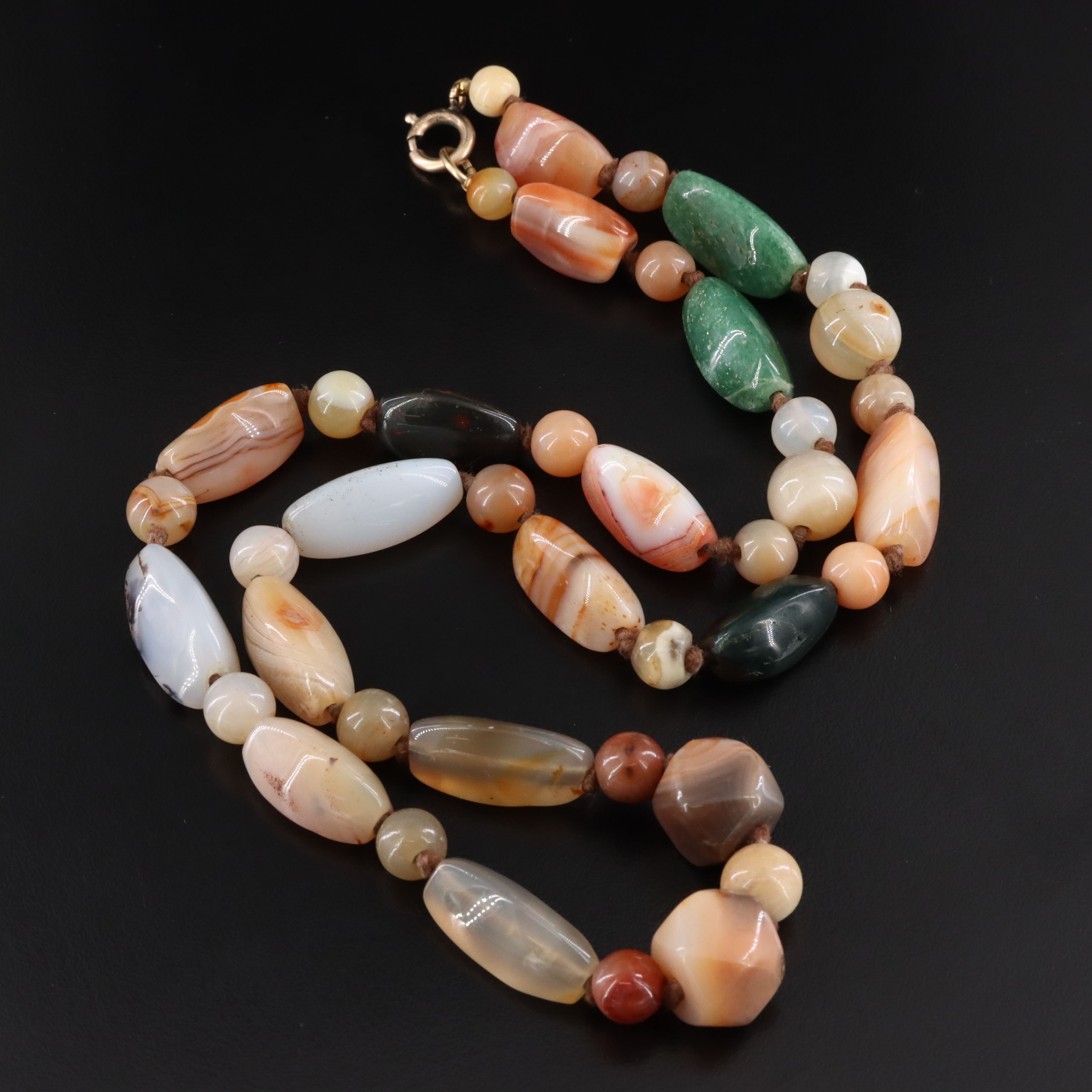Agate, Bloodstone and Aventurine Necklace with Gold-Filled Clasp