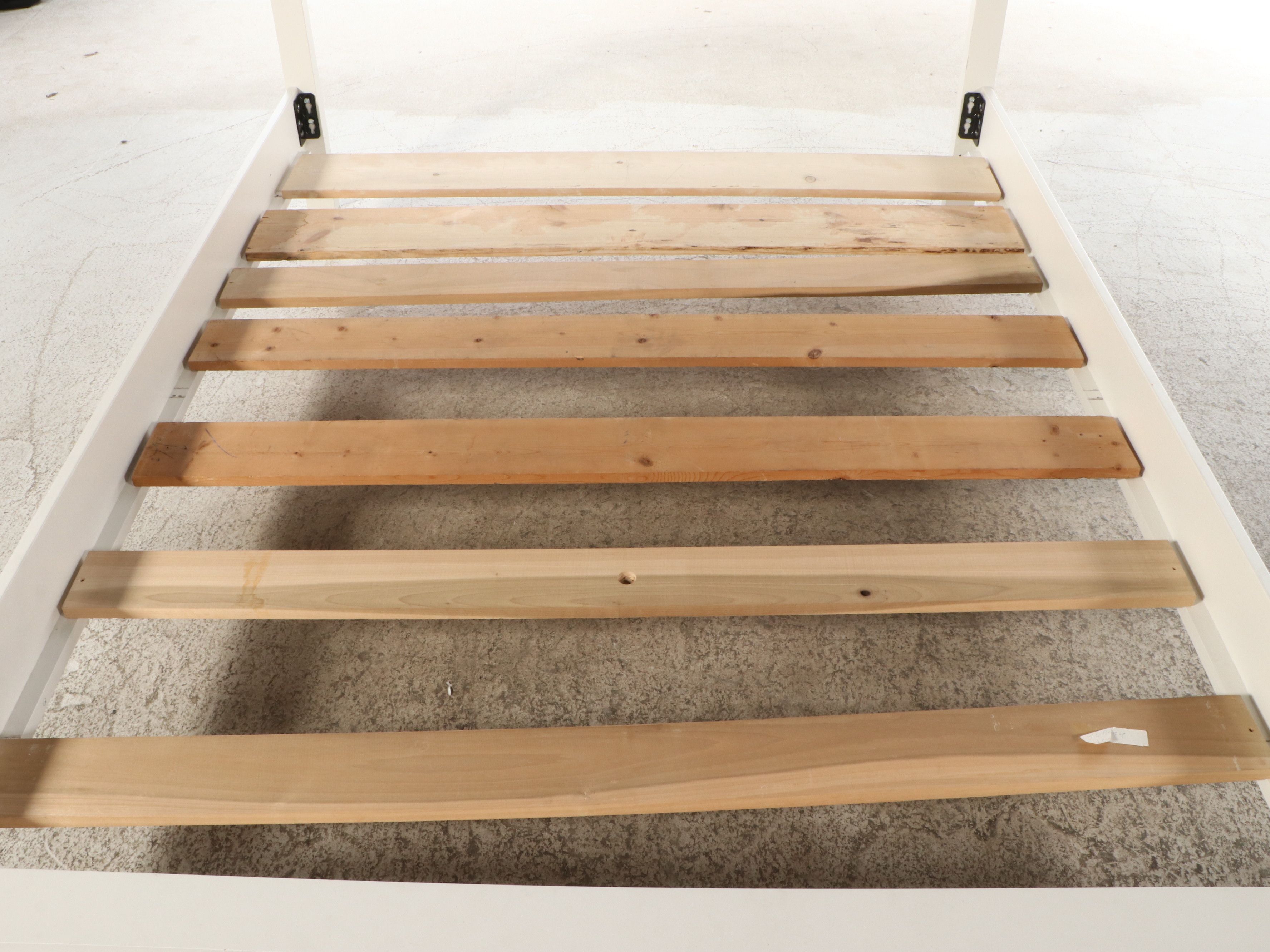 Contemporary White Wooden Bed Frame with Arched Headboard