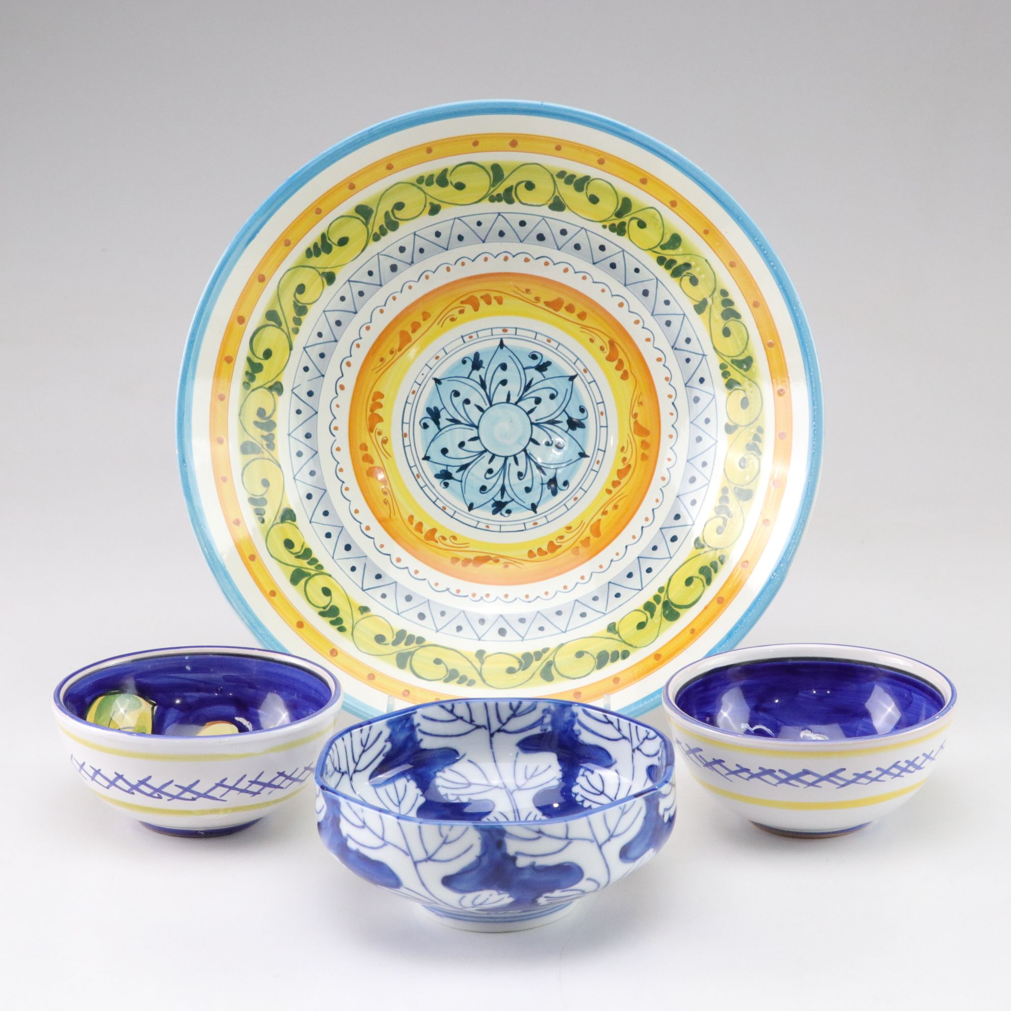 Hand-Painted Majolica Berry & Fruit Bowls