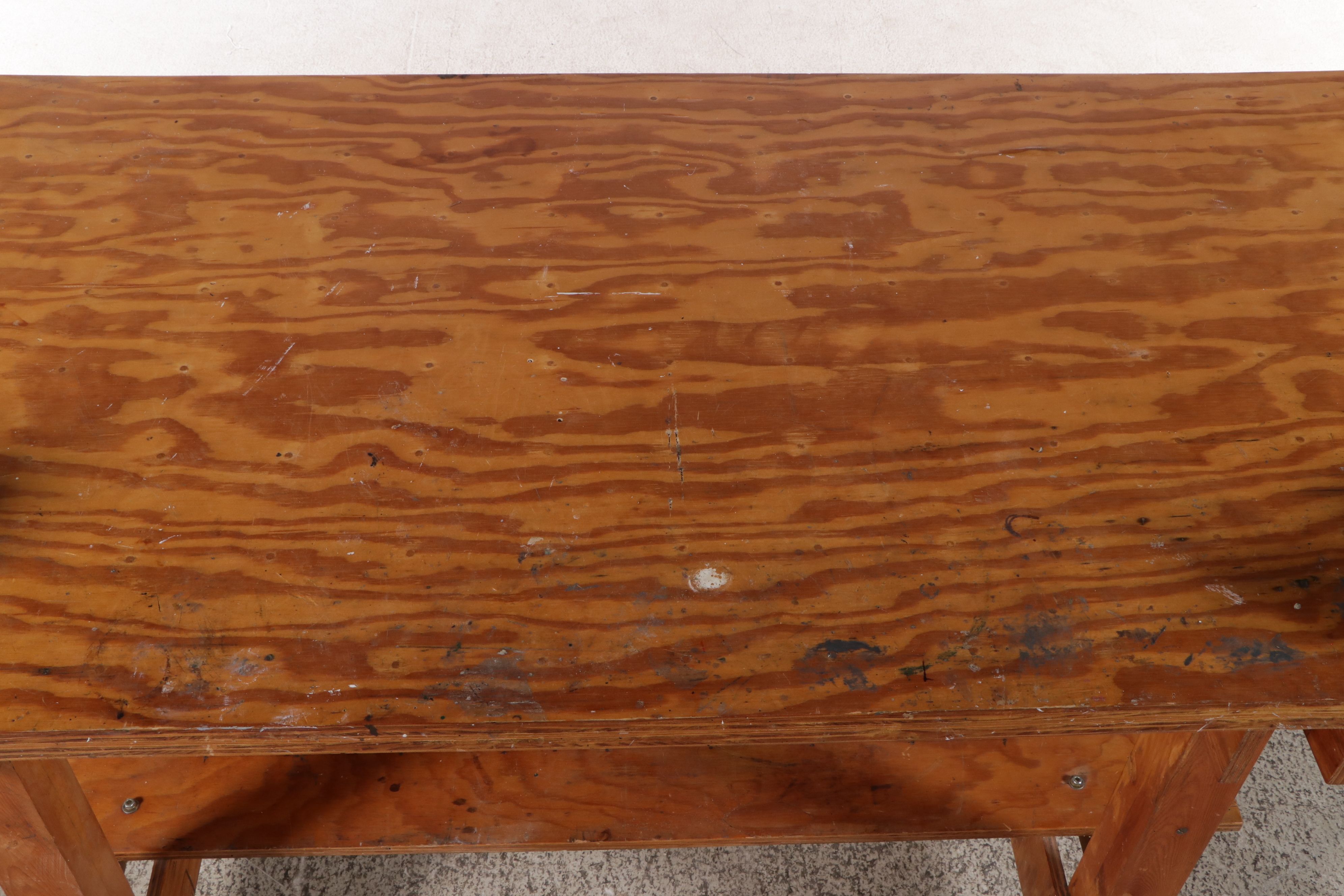 Wood Work Bench on Wheels with Attached Vices