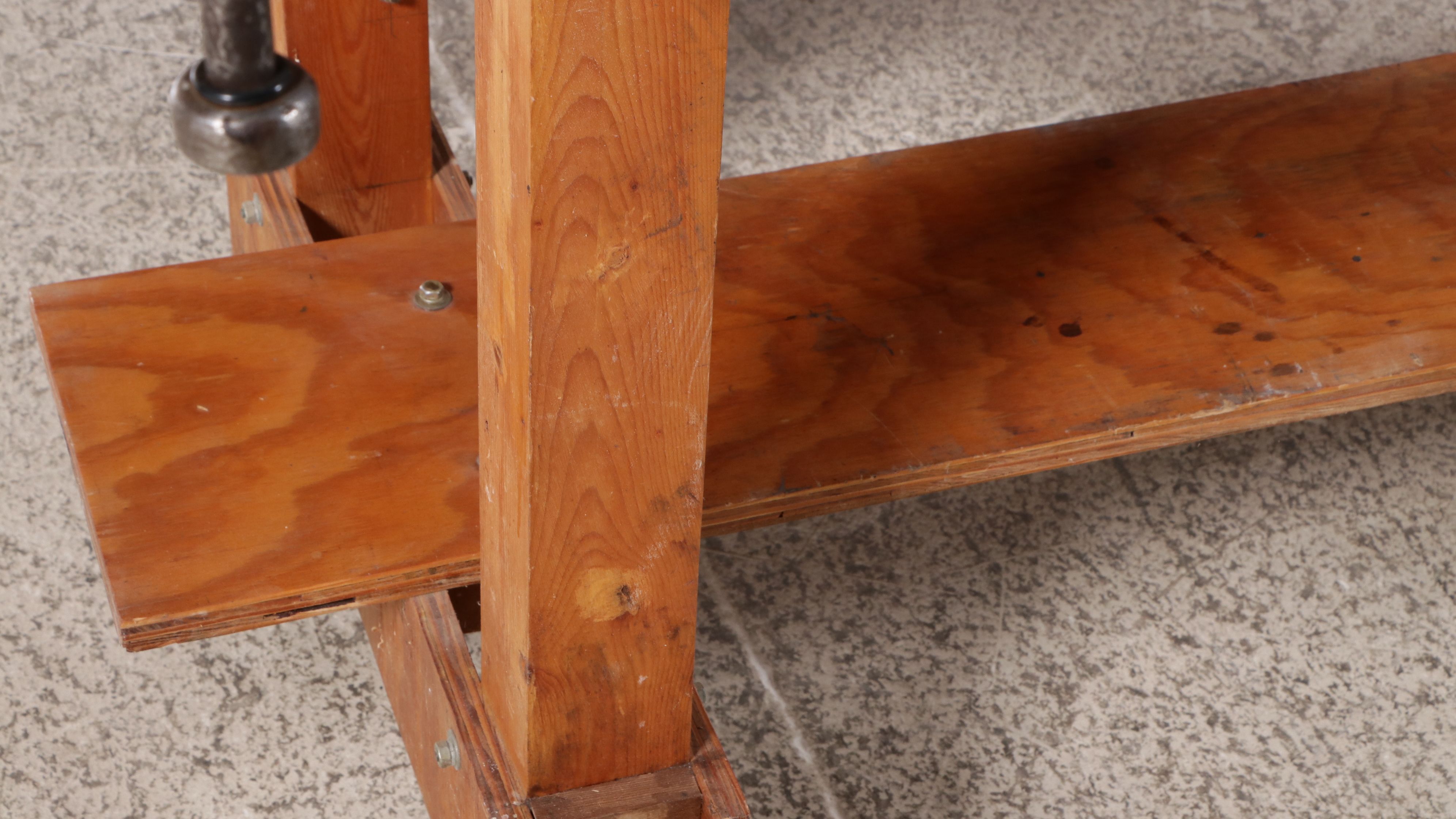 Wood Work Bench on Wheels with Attached Vices