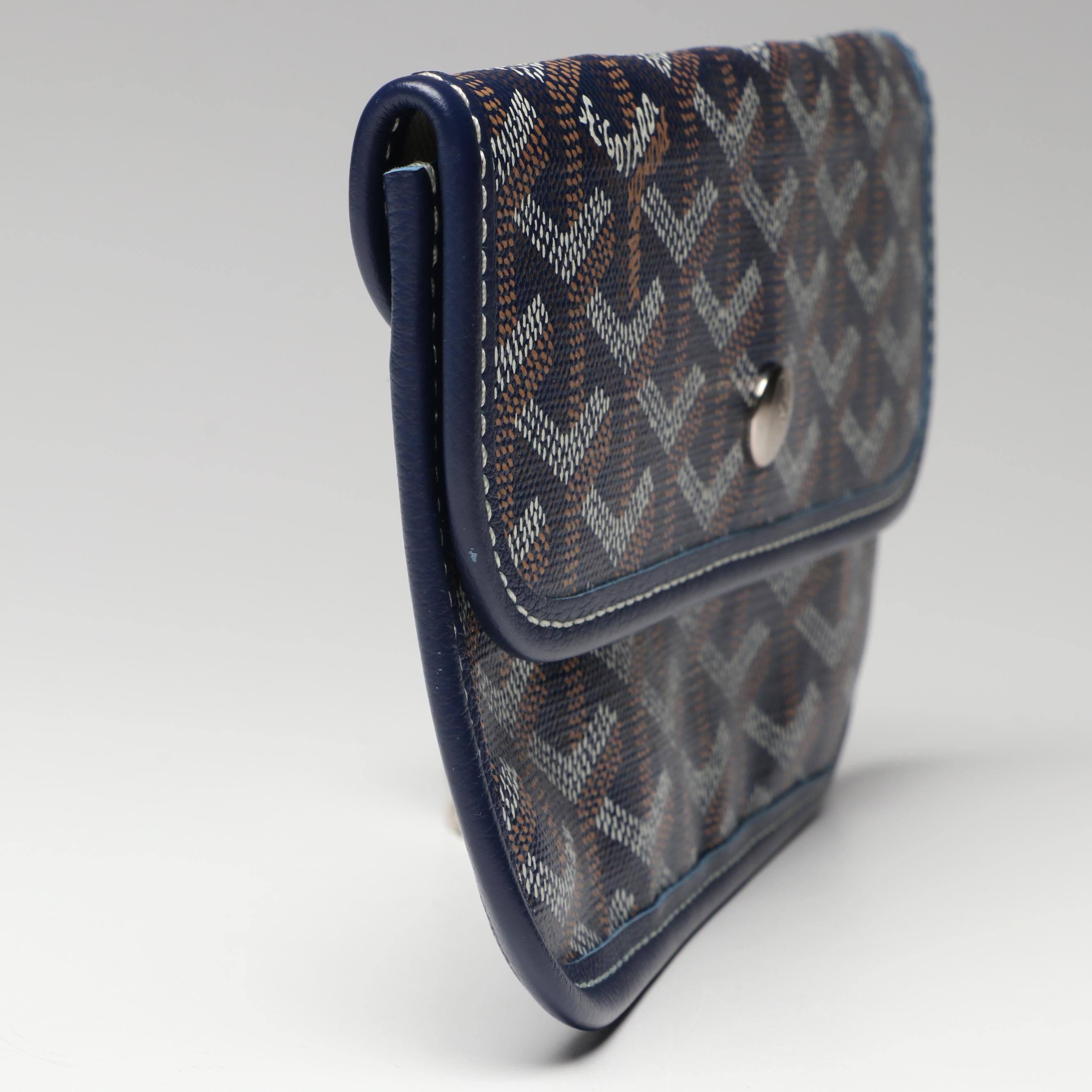 Goyard Saint Louis GM Tote and Pouch in Blue Goyardine Canvas with Calfskin Trim