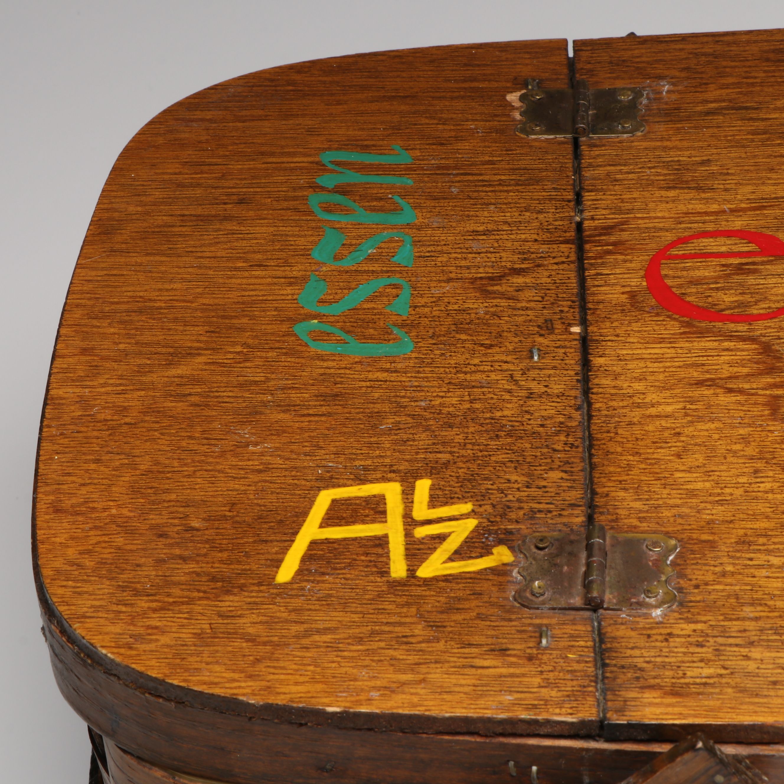 Hand-Painted Wooden Picnic Basket
