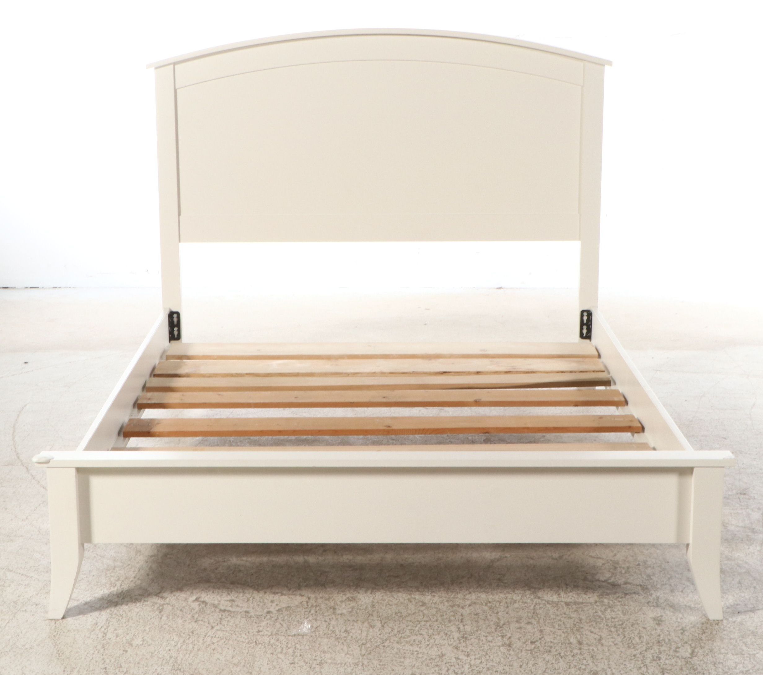 Contemporary White Wooden Bed Frame with Arched Headboard