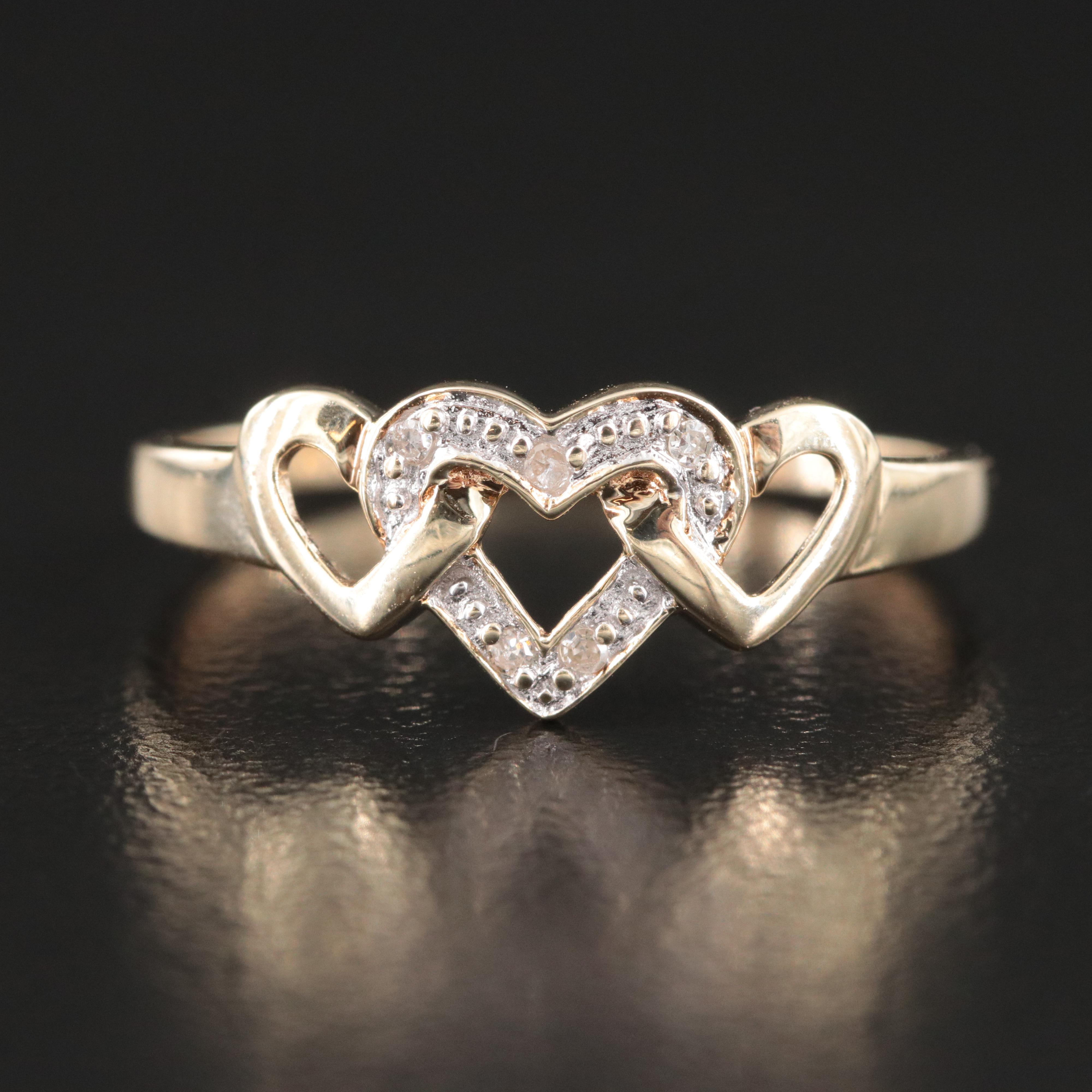 10K 0.05 CTW Diamond Interlocking Heart Ring