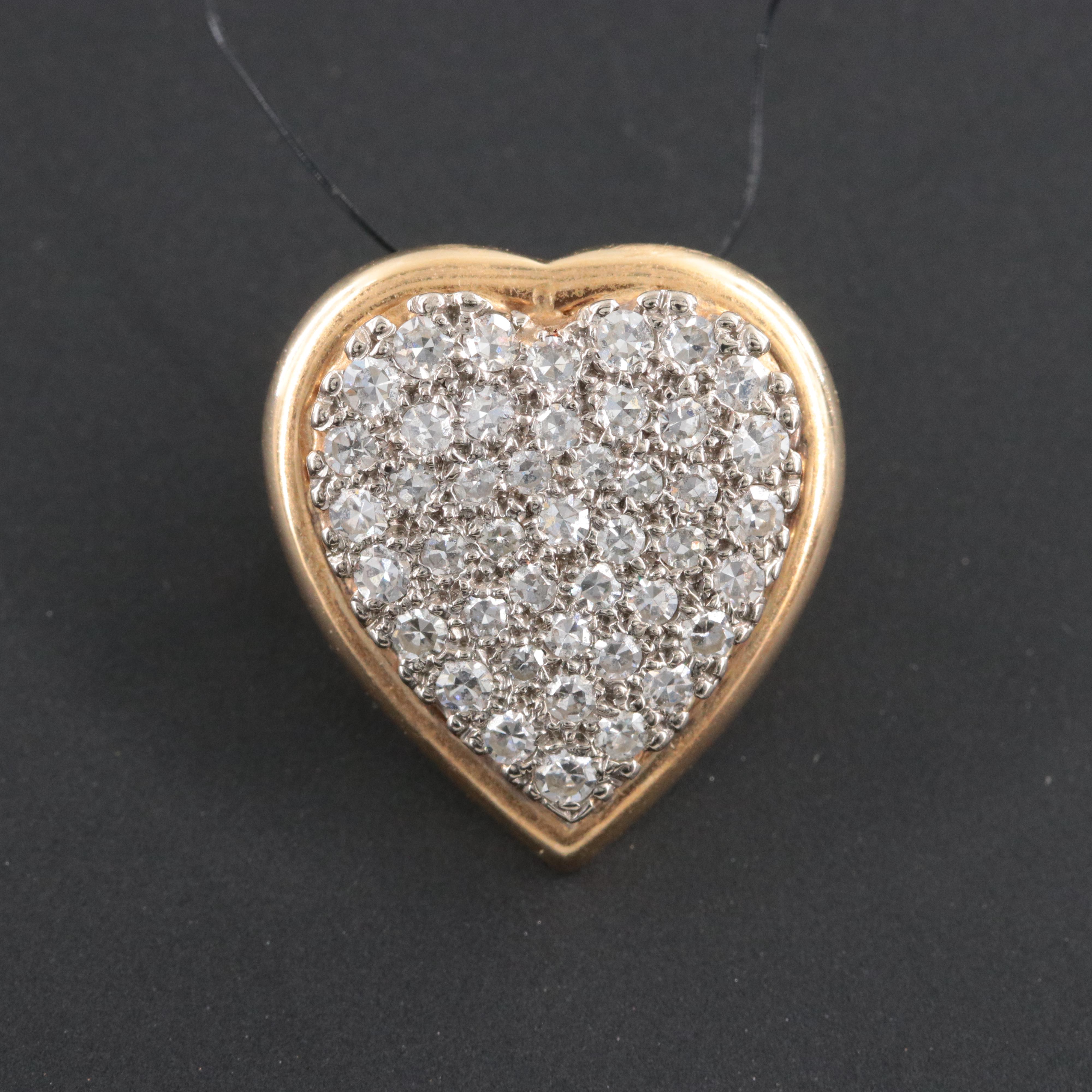 14K 0.55 CTW Pavé Diamond Heart Pendant