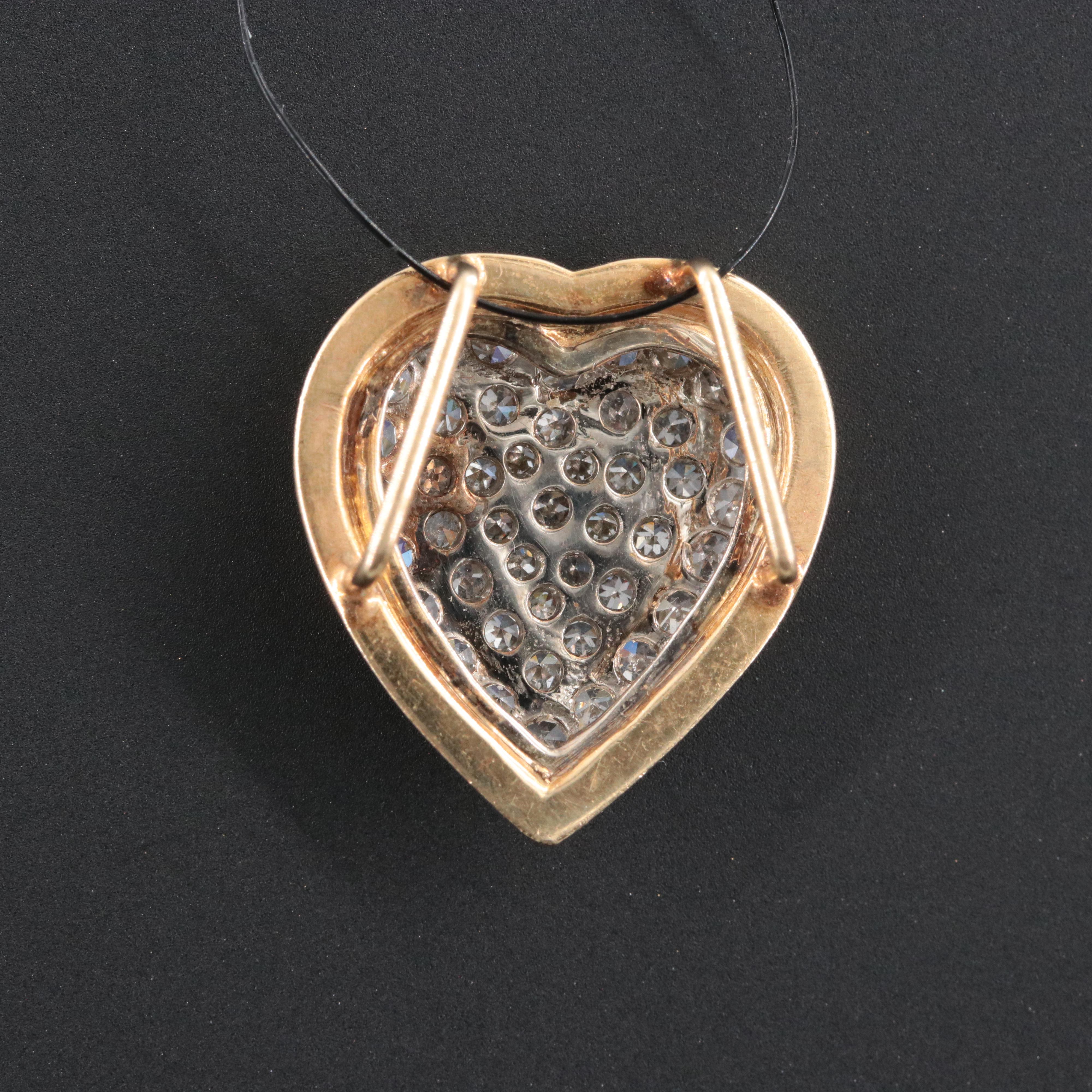 14K 0.55 CTW Pavé Diamond Heart Pendant