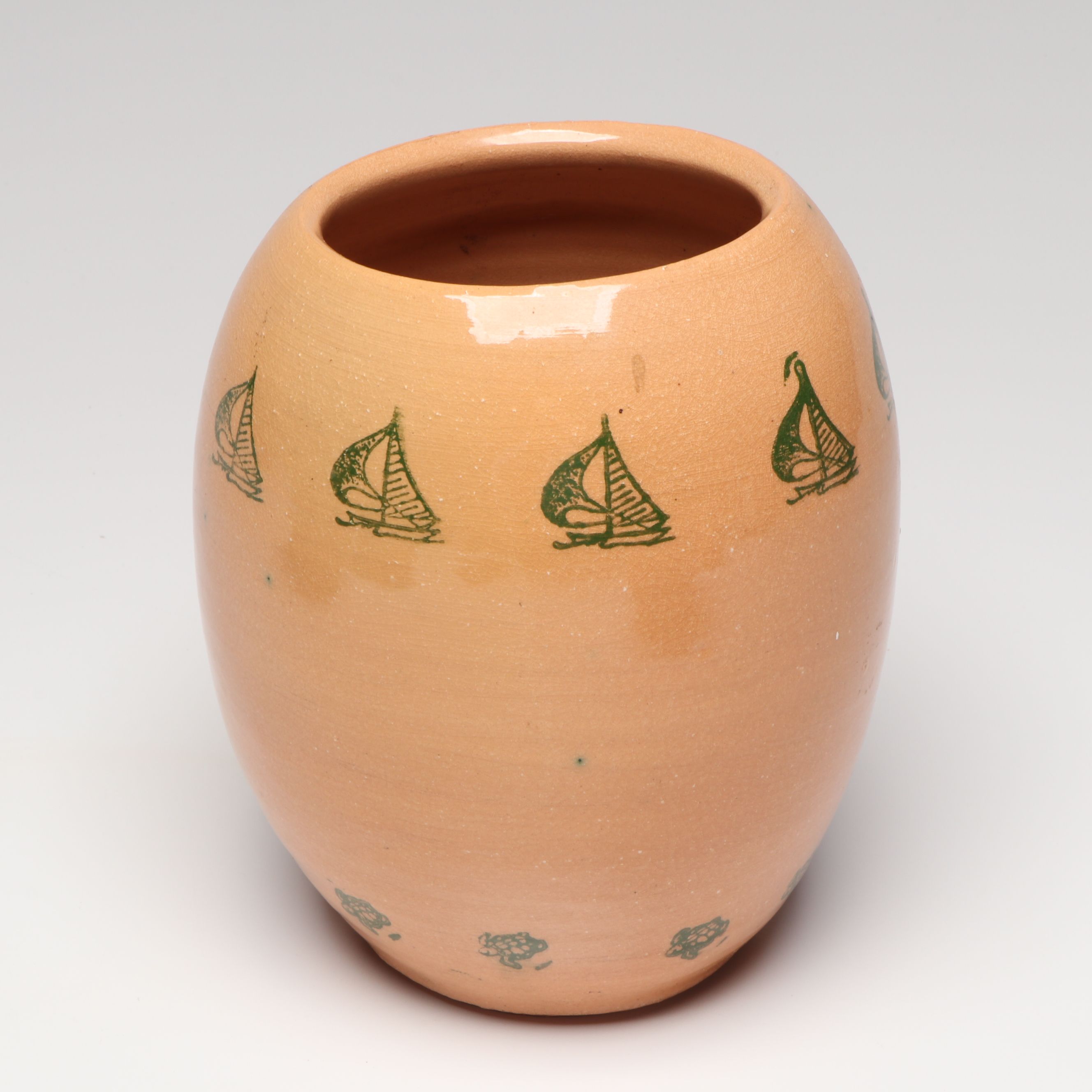 William Lutz Stamped Pattern Ceramic Vases and Planters