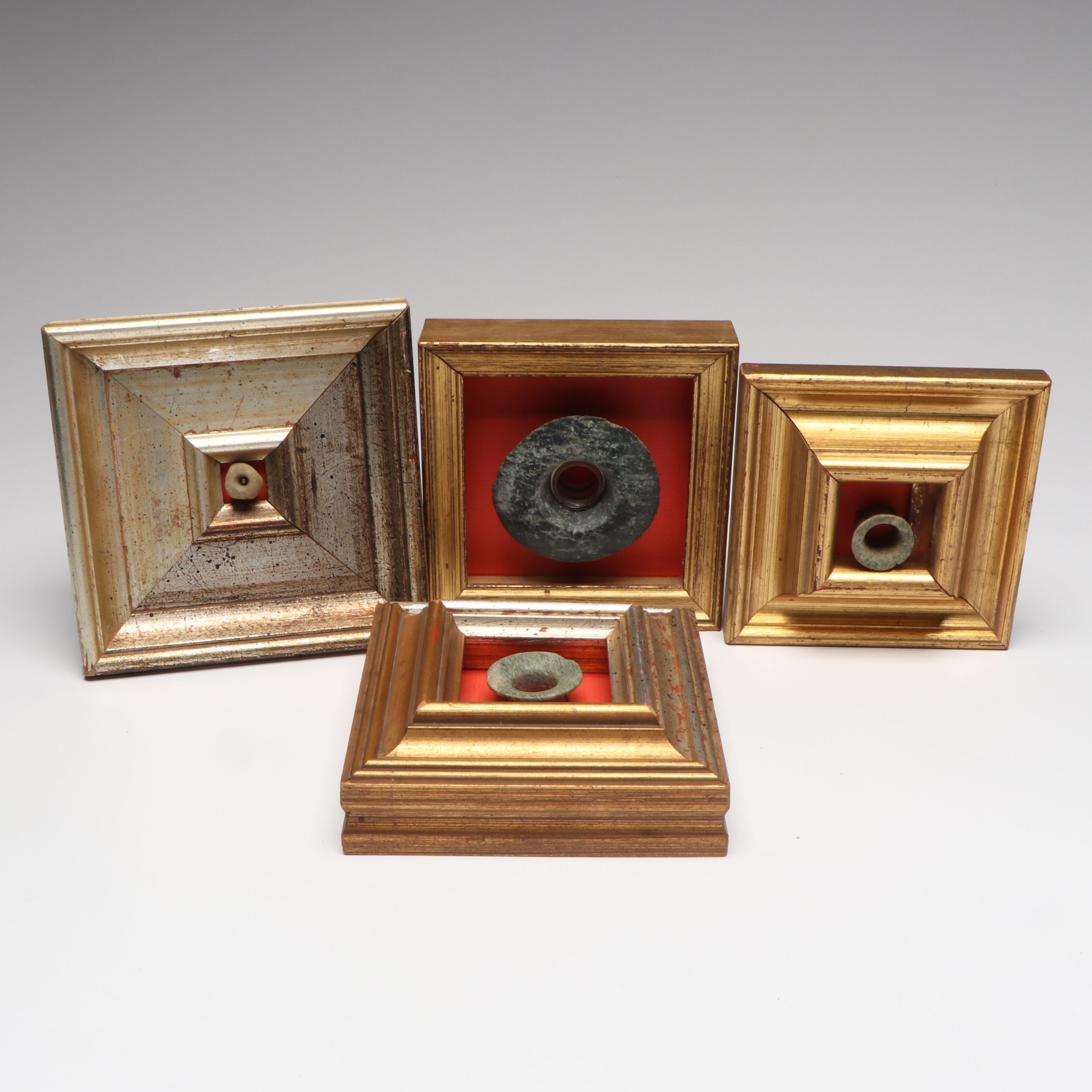 Stone and Serpentine Ring Bowl Stands in Frames