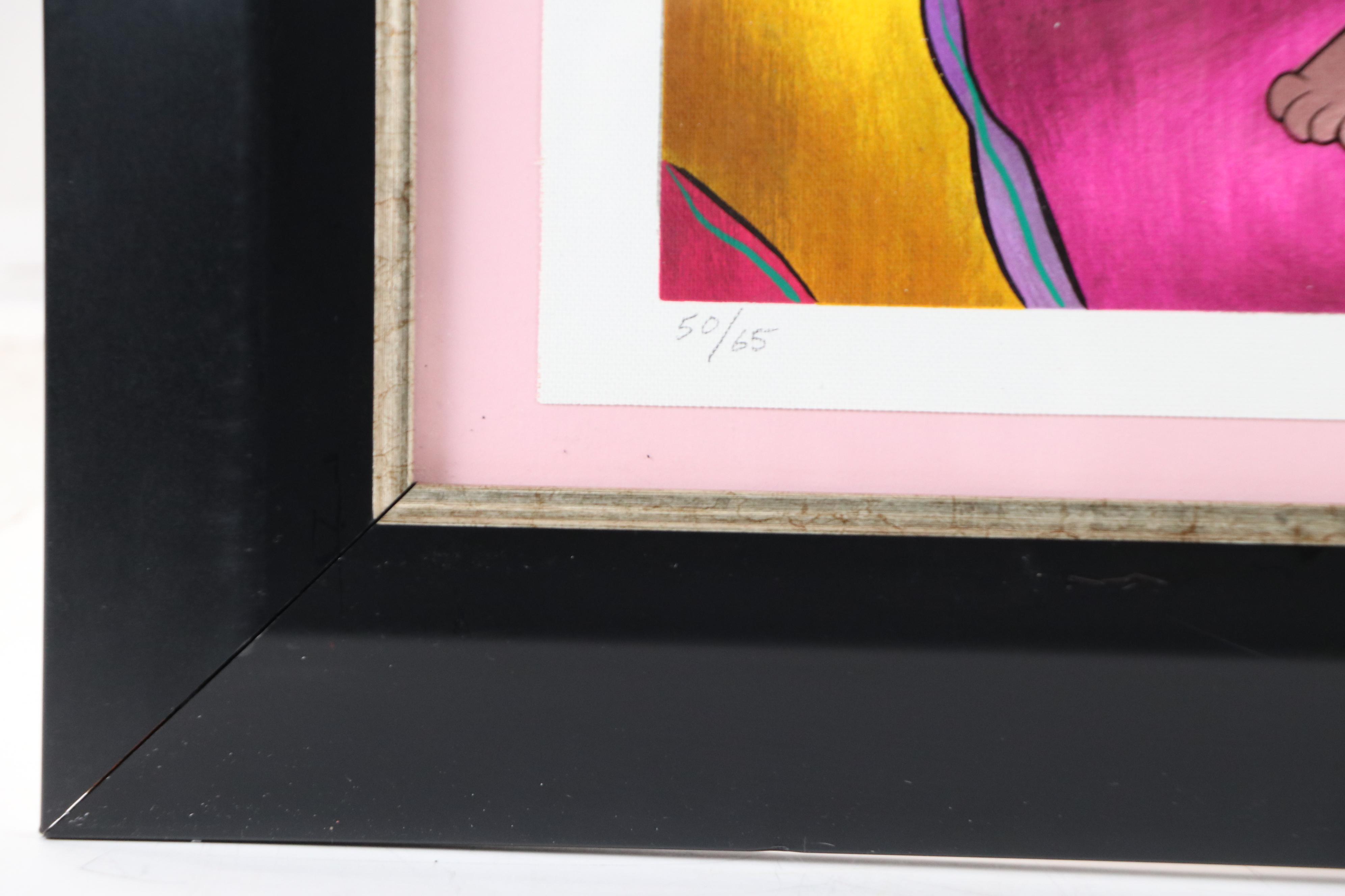 Linda Le Kinff Serigraph "Woman with Guitar & Flower"