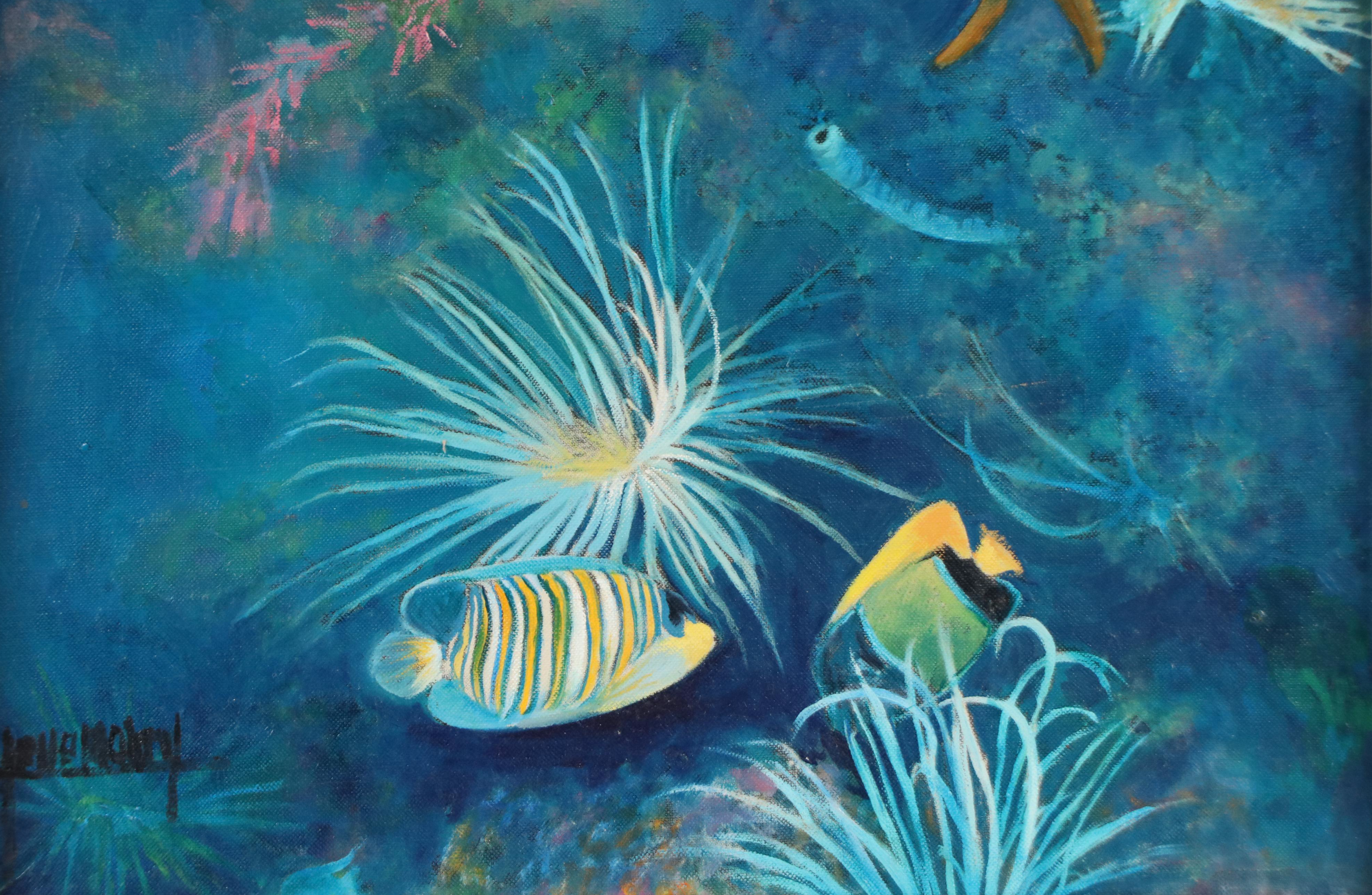 Jane Mabry Undersea Marine Oil Painting, Late 20th Century