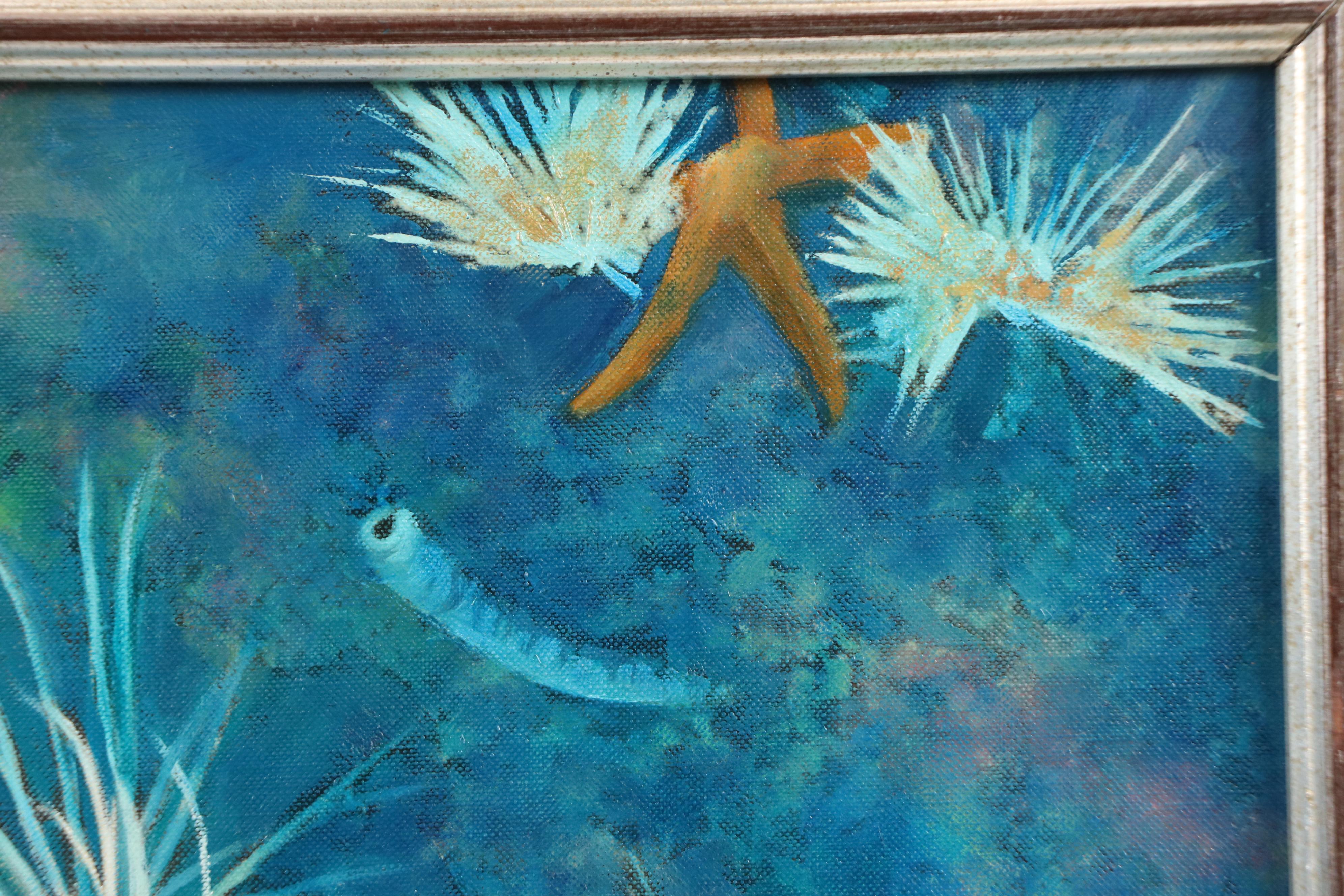 Jane Mabry Undersea Marine Oil Painting, Late 20th Century