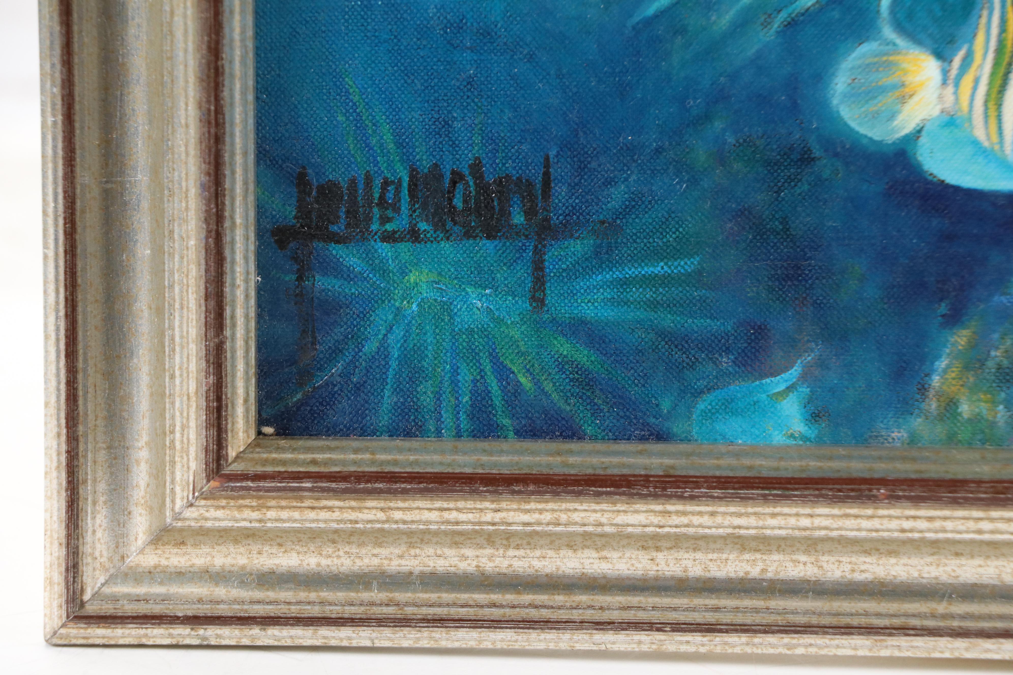 Jane Mabry Undersea Marine Oil Painting, Late 20th Century