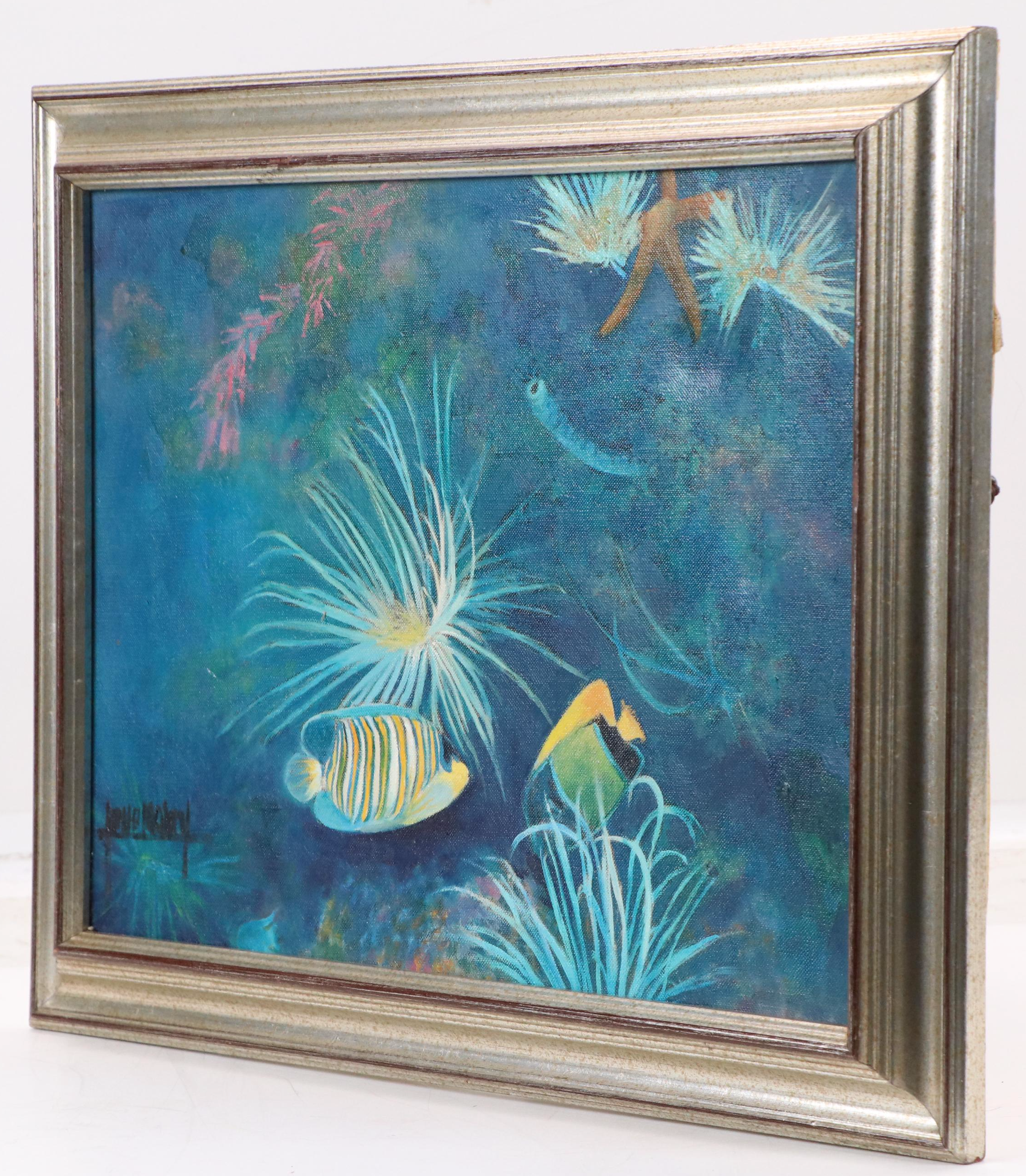 Jane Mabry Undersea Marine Oil Painting, Late 20th Century