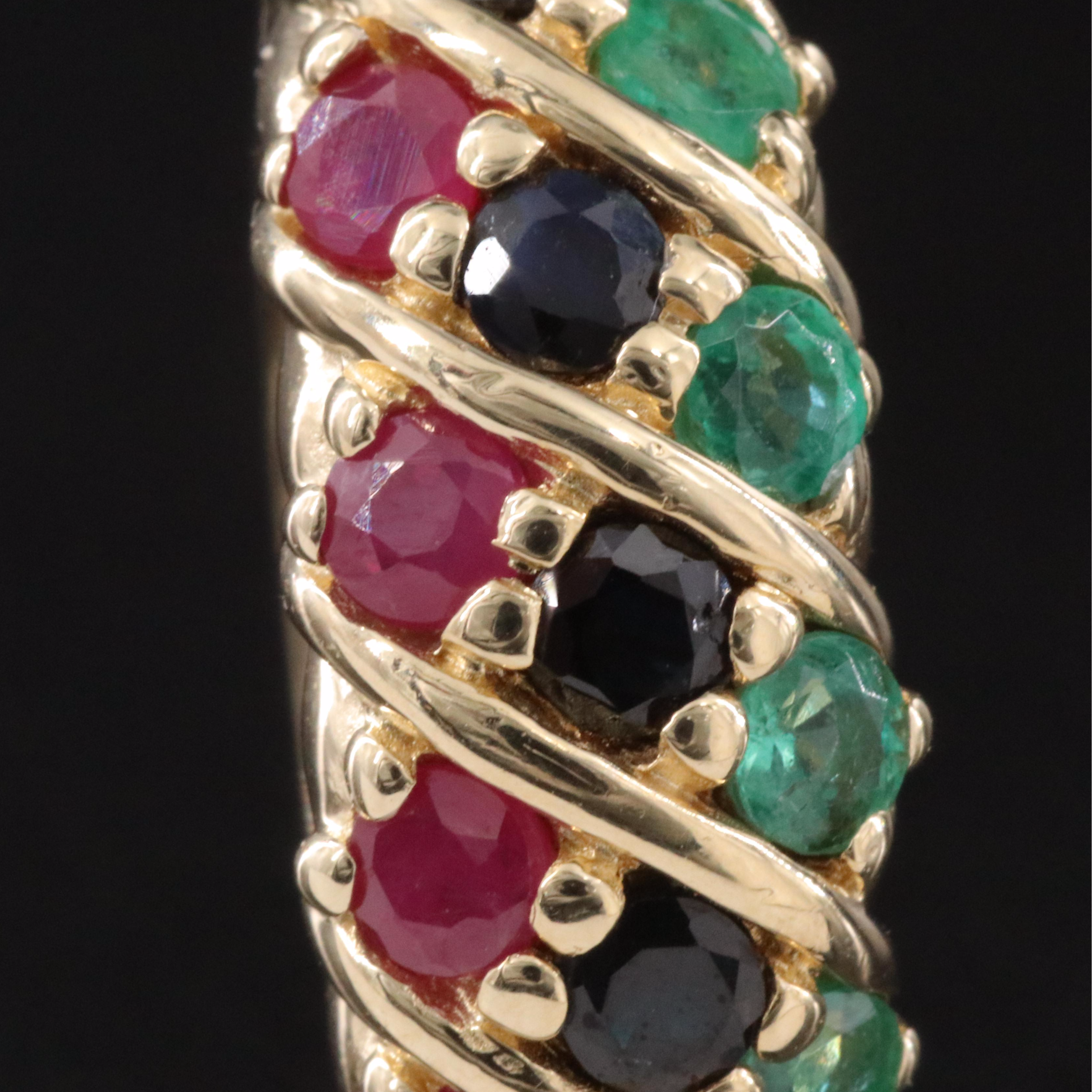 14K Ruby, Sapphire, and Emerald Ring