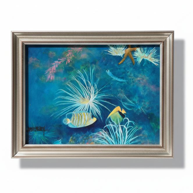 Jane Mabry Undersea Marine Oil Painting, Late 20th Century