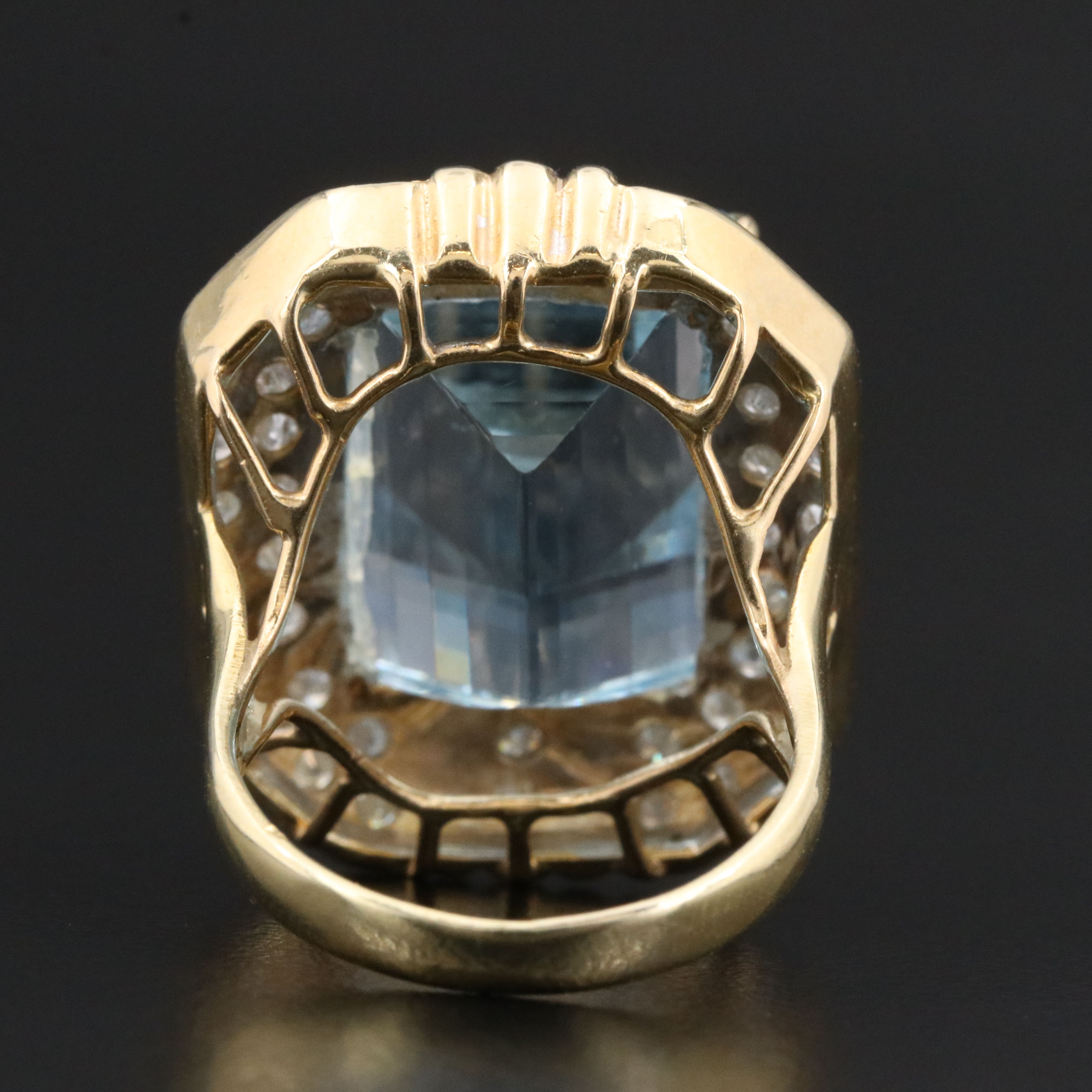 14K 17.18 CT Aquamarine and Diamond Ring