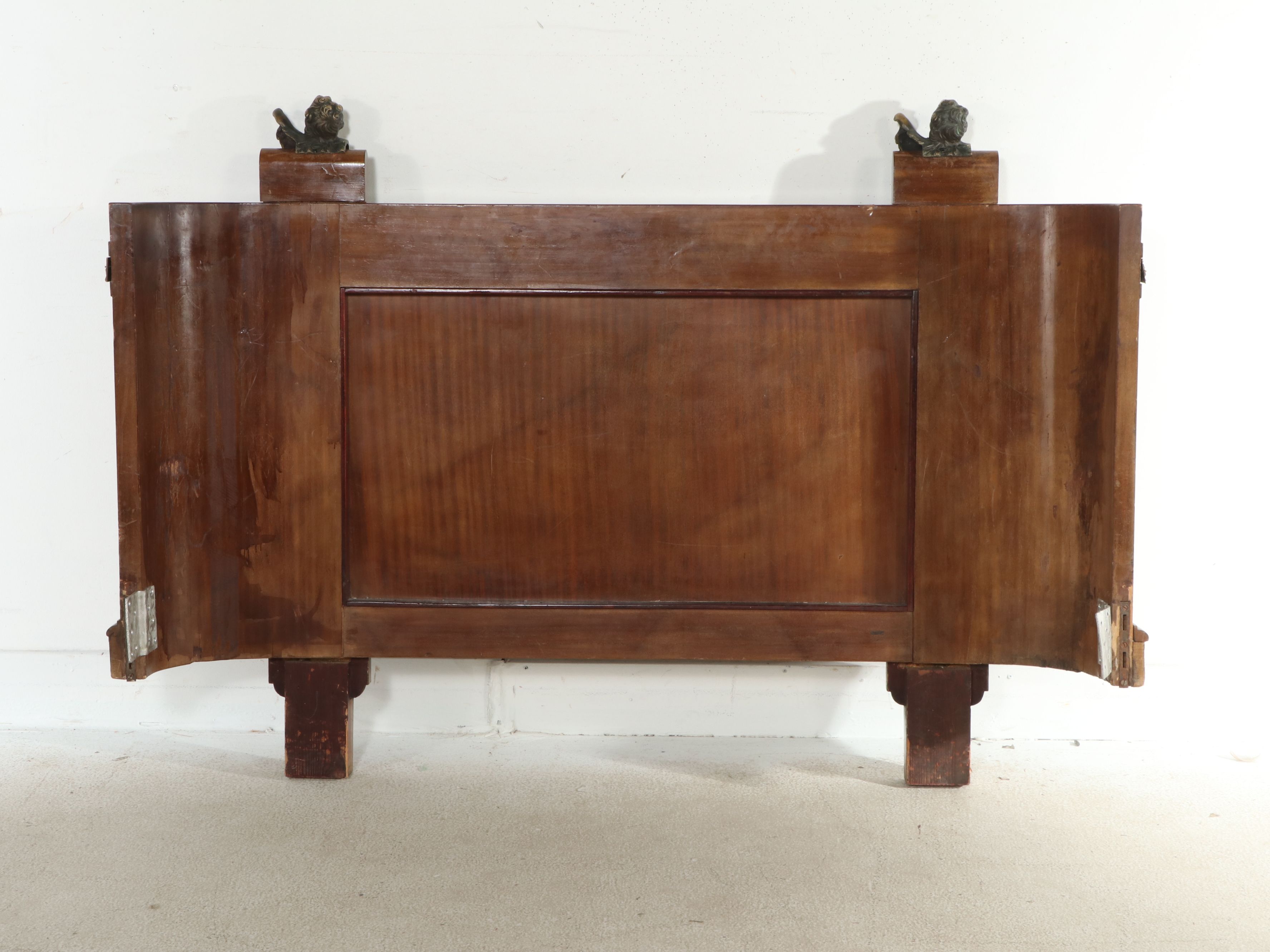 Belle Époque French Empire Style Marquetry and Bronze Mounted Mahogany Bedstead