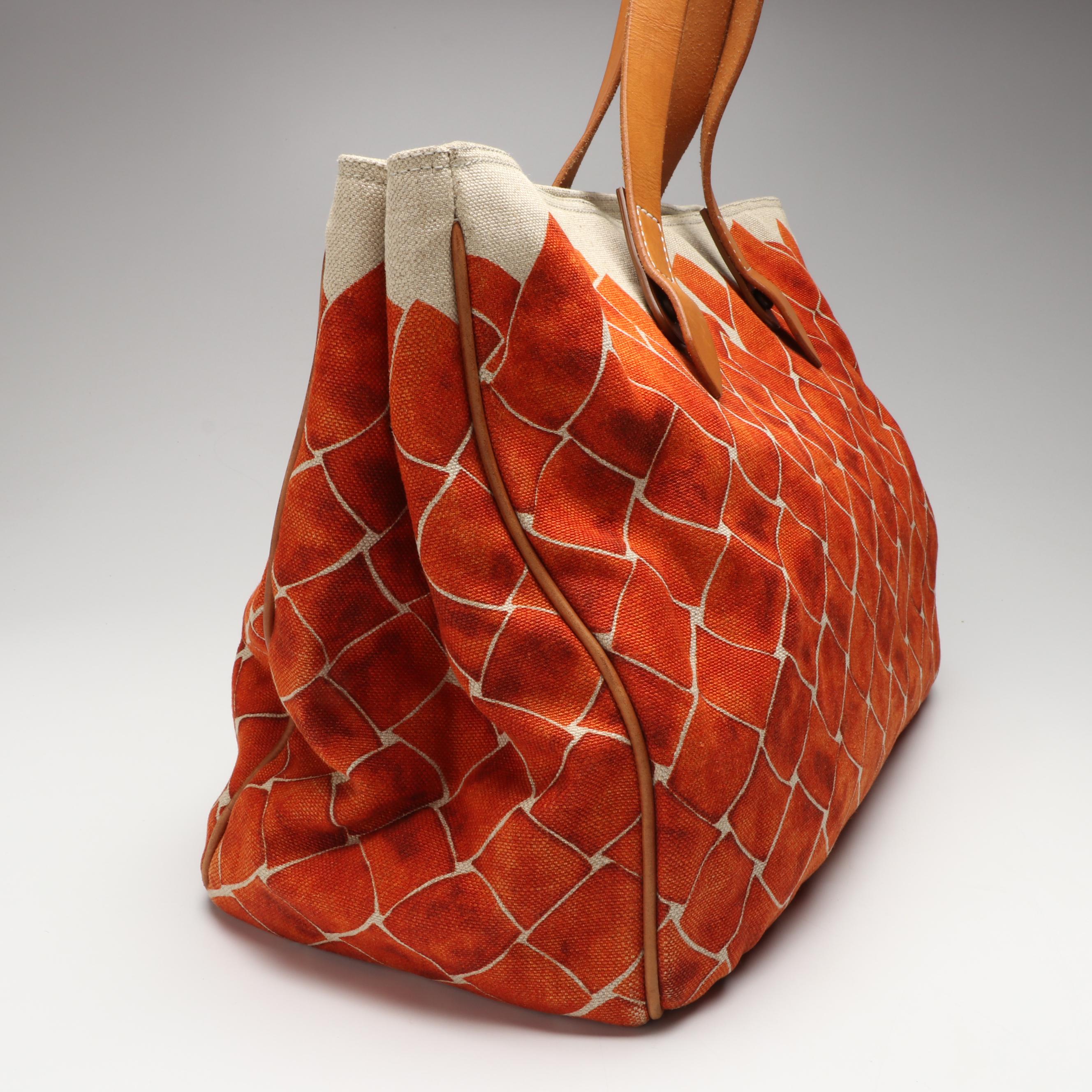 Bottega Veneta Printed Canvas and Leather Tote