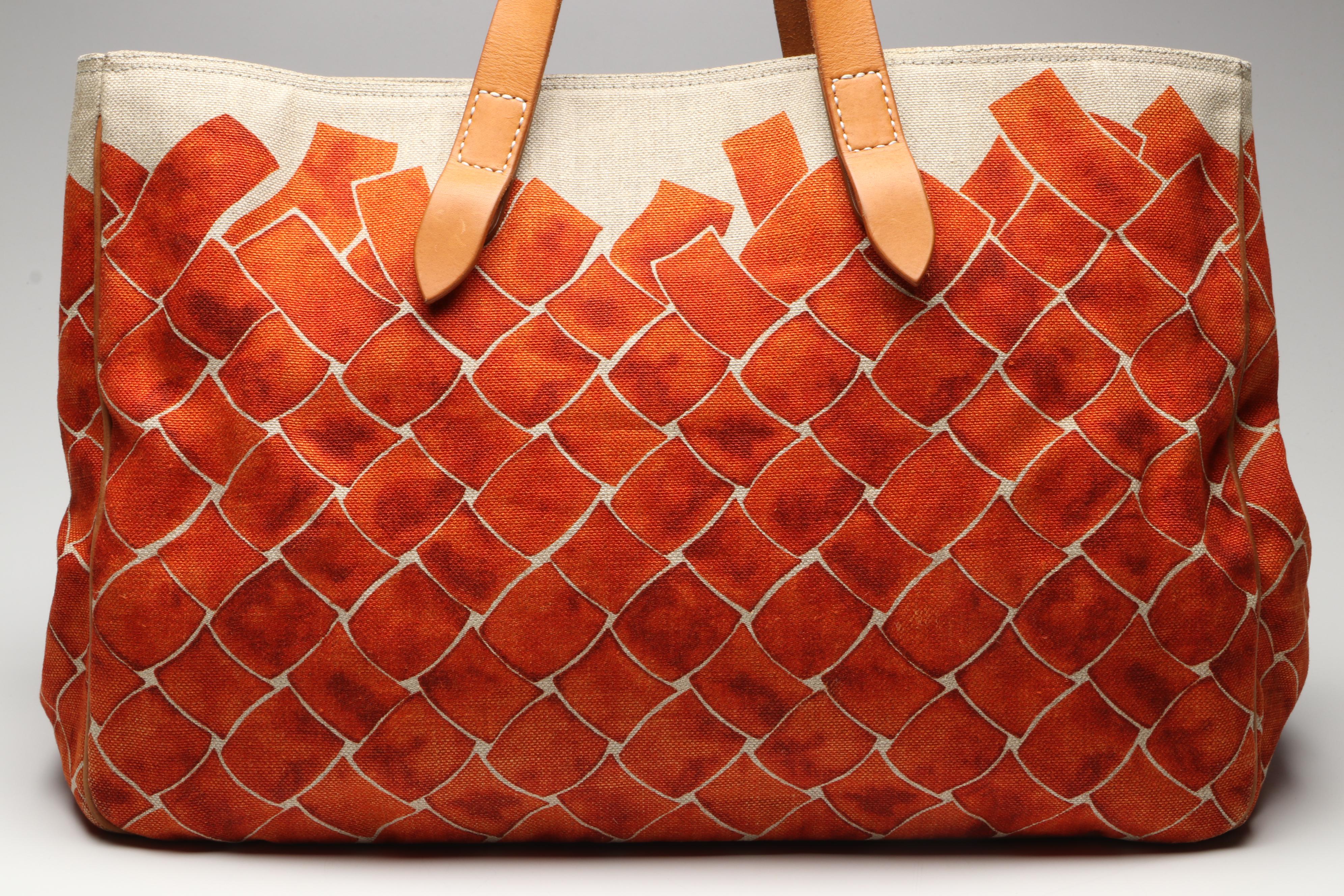 Bottega Veneta Printed Canvas and Leather Tote