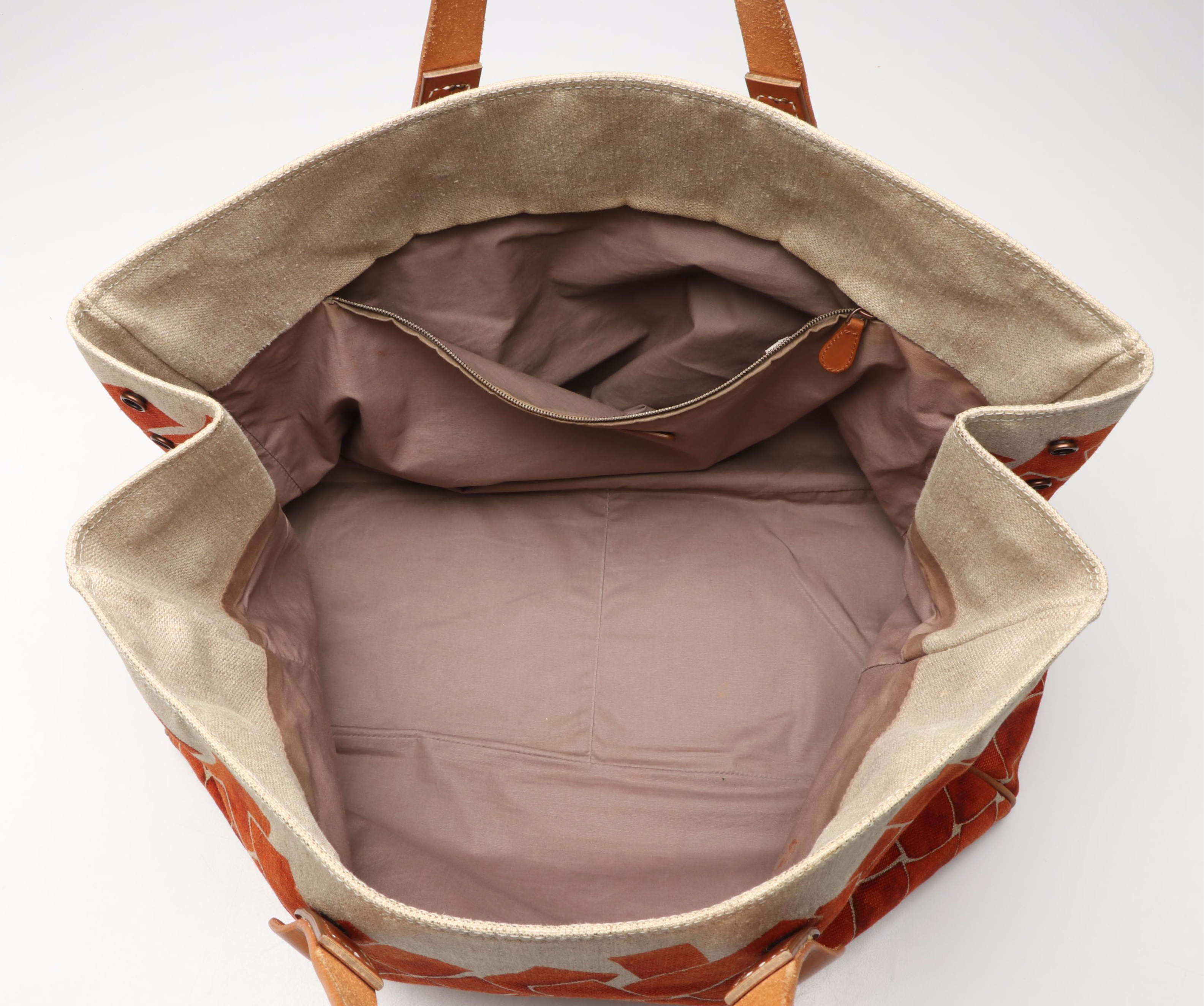 Bottega Veneta Printed Canvas and Leather Tote