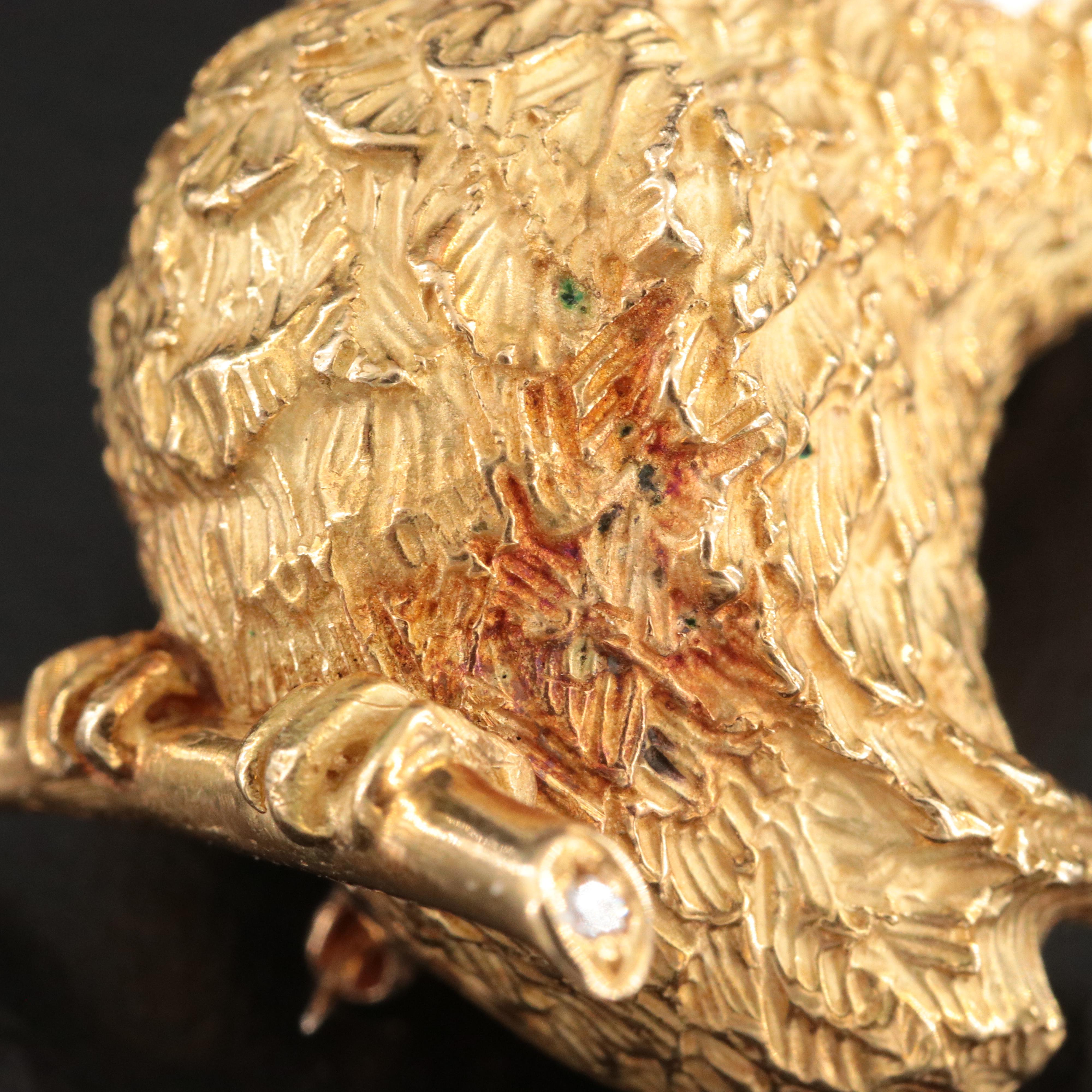 Cartier 18K Diamond and Ruby Bird Brooch