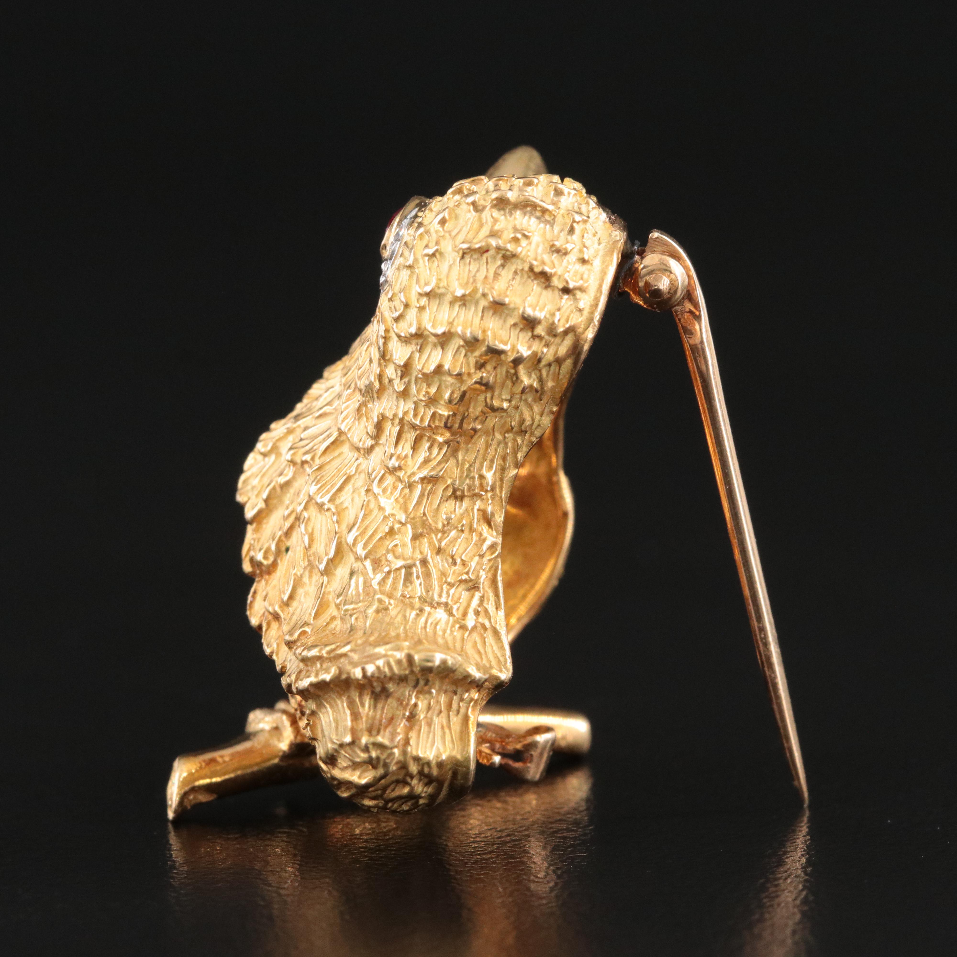 Cartier 18K Diamond and Ruby Bird Brooch