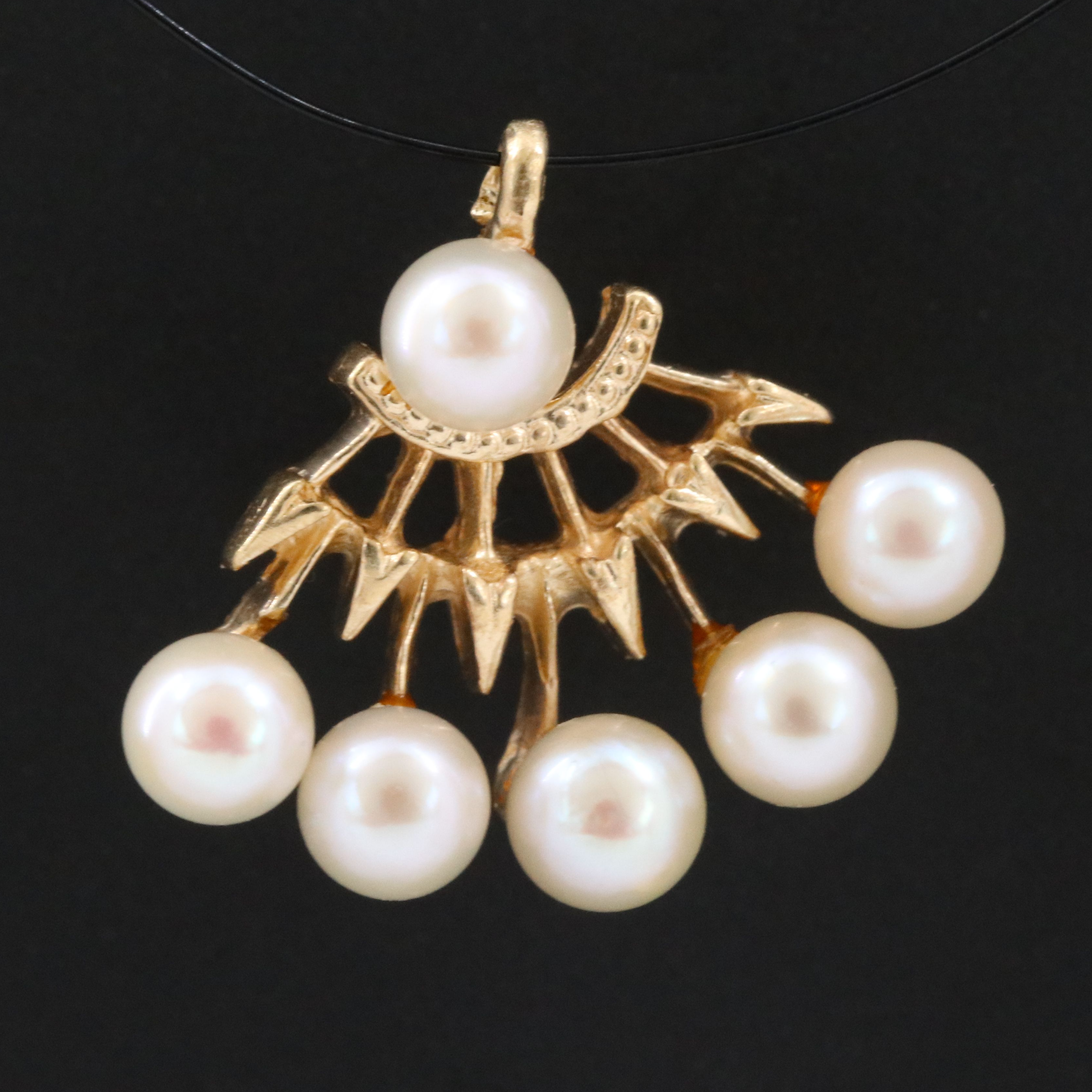 14K Pearl Fan Pendant