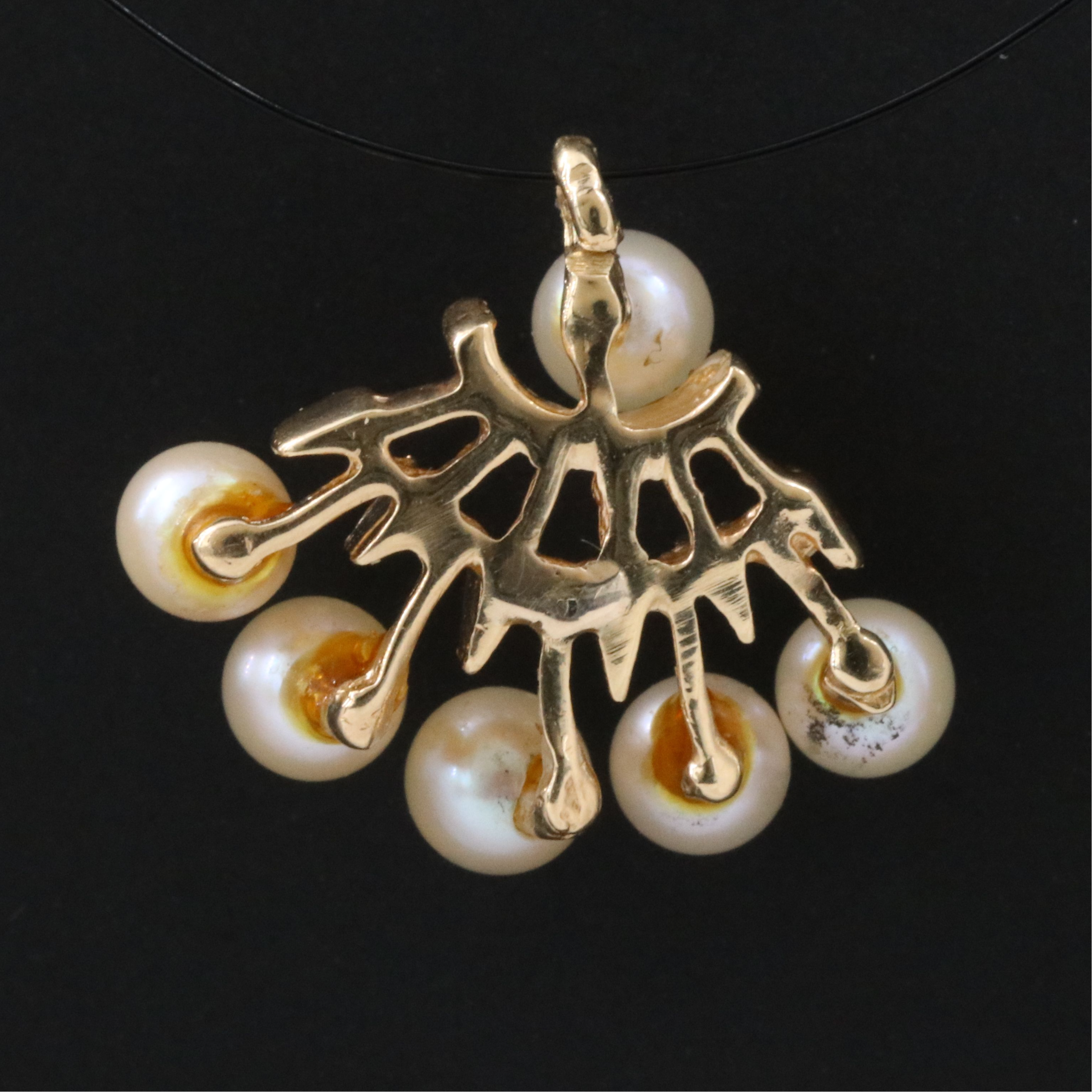14K Pearl Fan Pendant