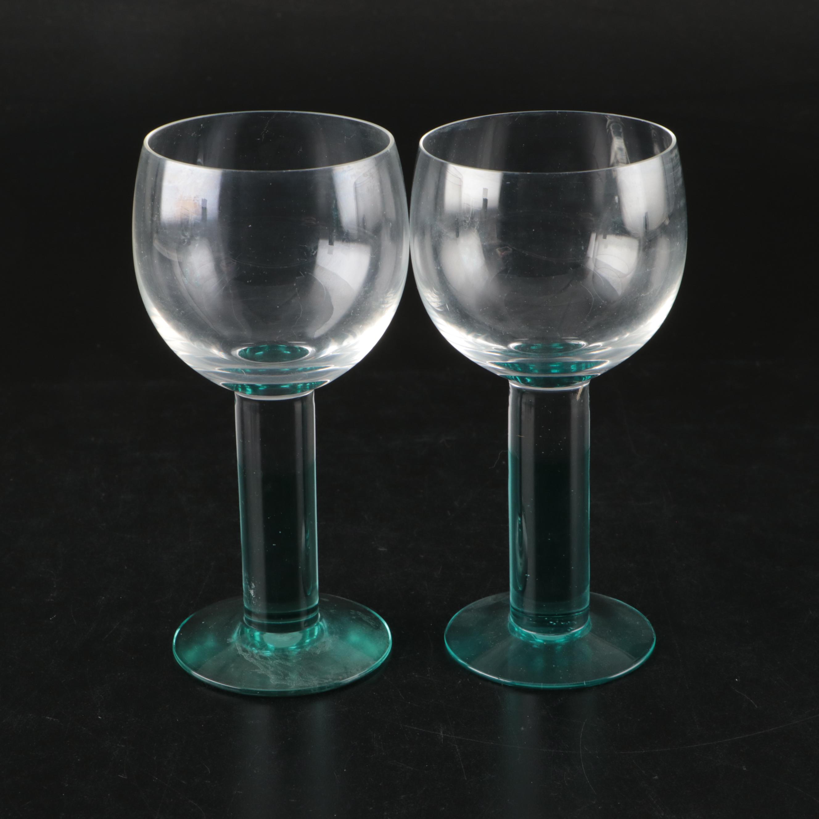 Gradient Blue Glass Wine and Water Glasses