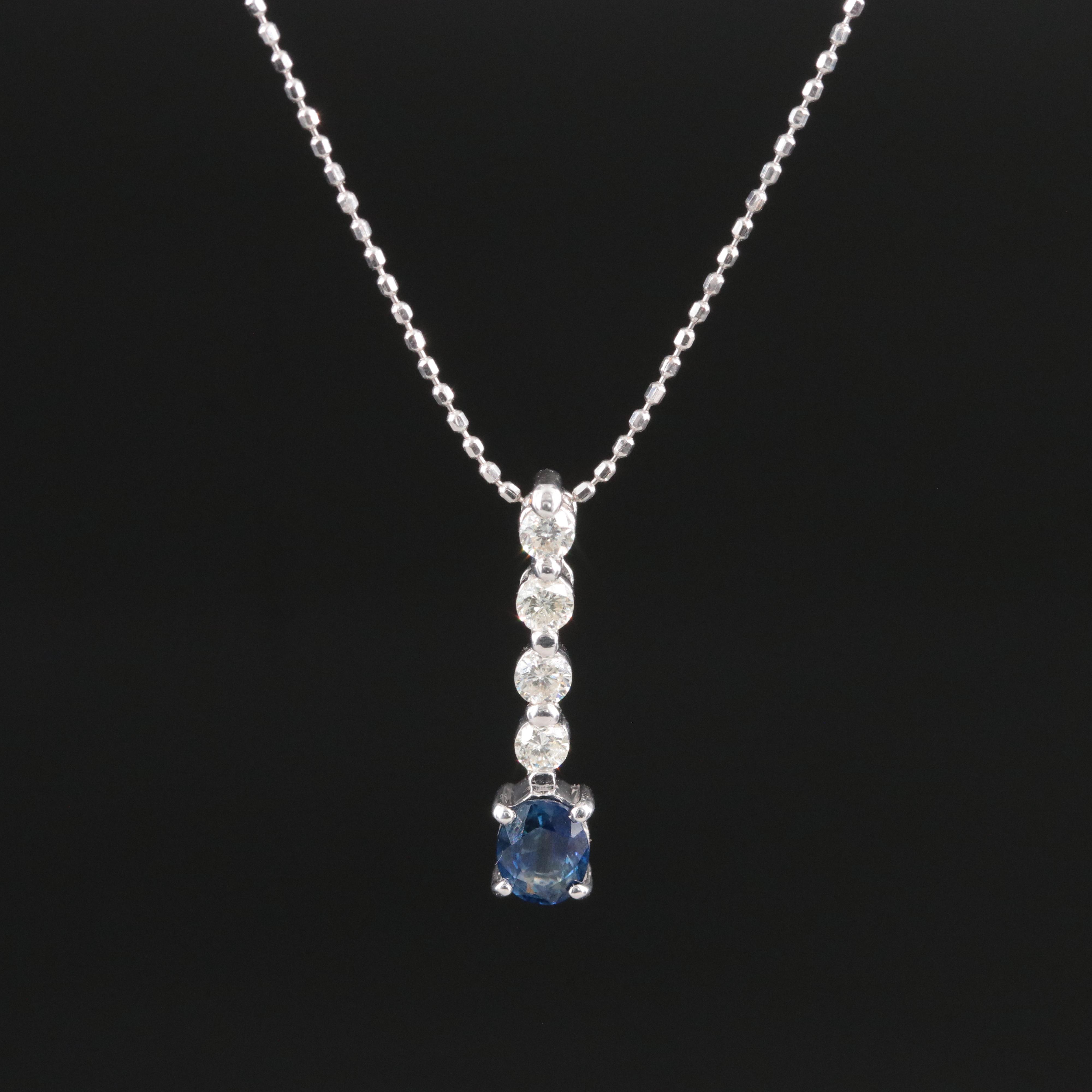 18K Sapphire and Diamond Pendant Necklace