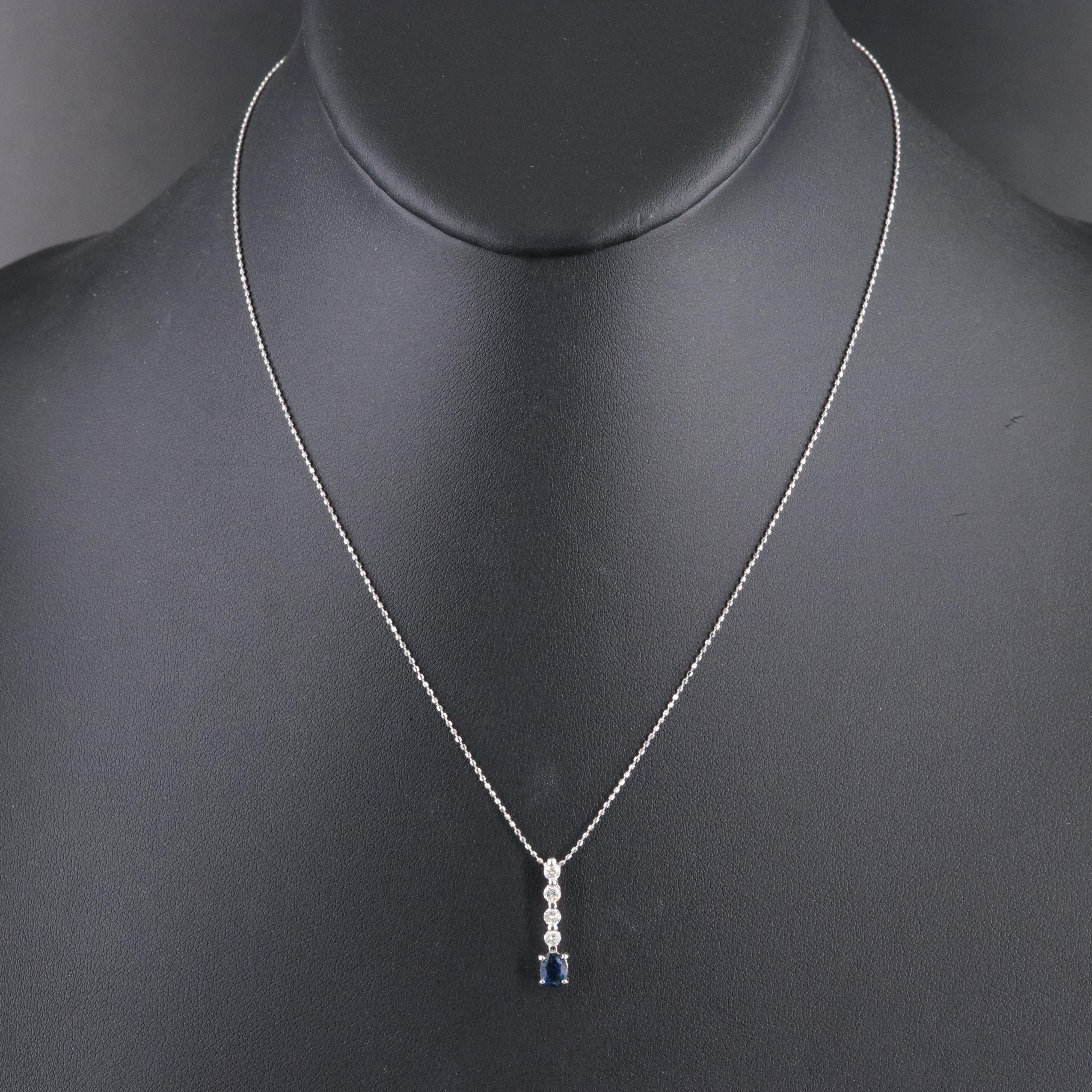 18K Sapphire and Diamond Pendant Necklace