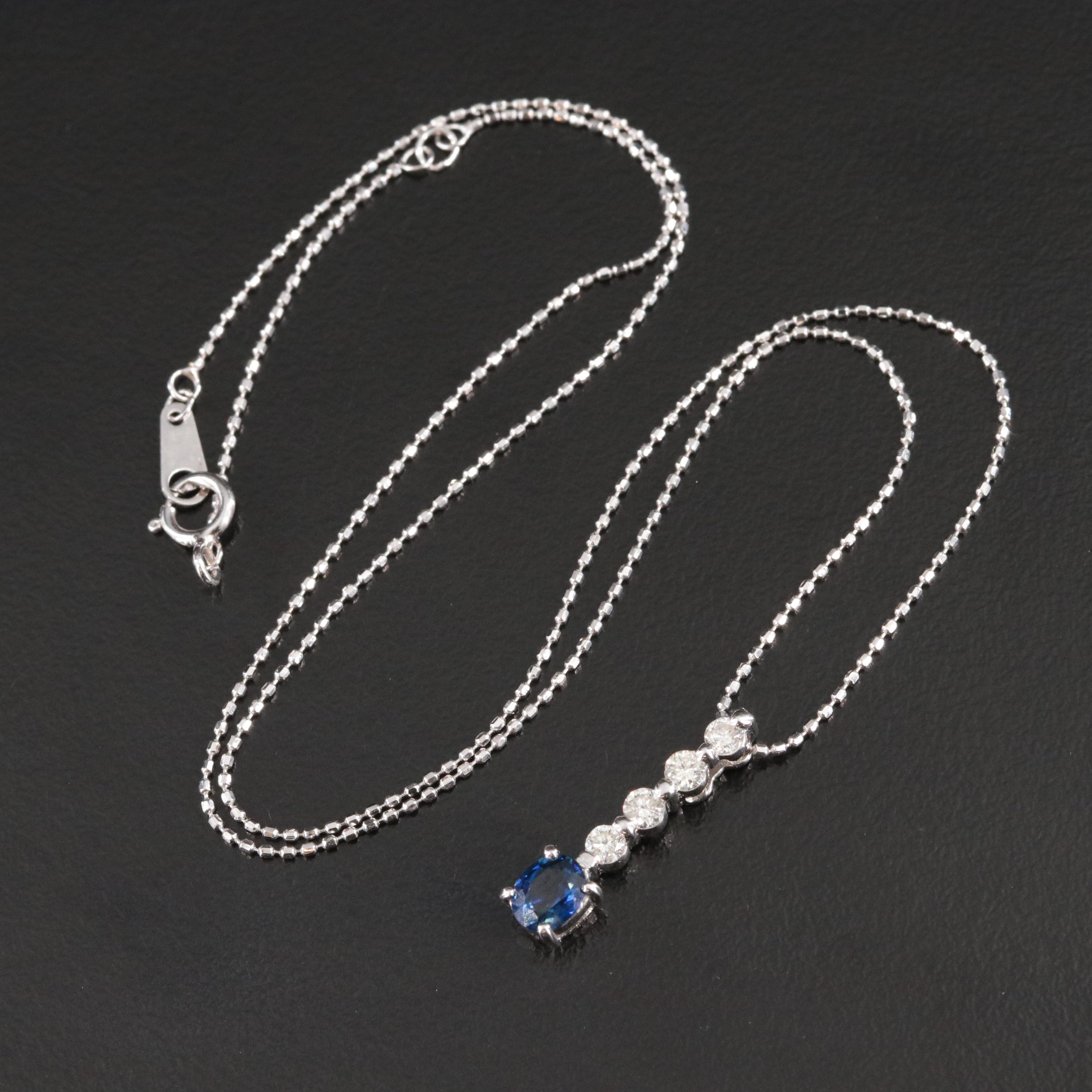 18K Sapphire and Diamond Pendant Necklace