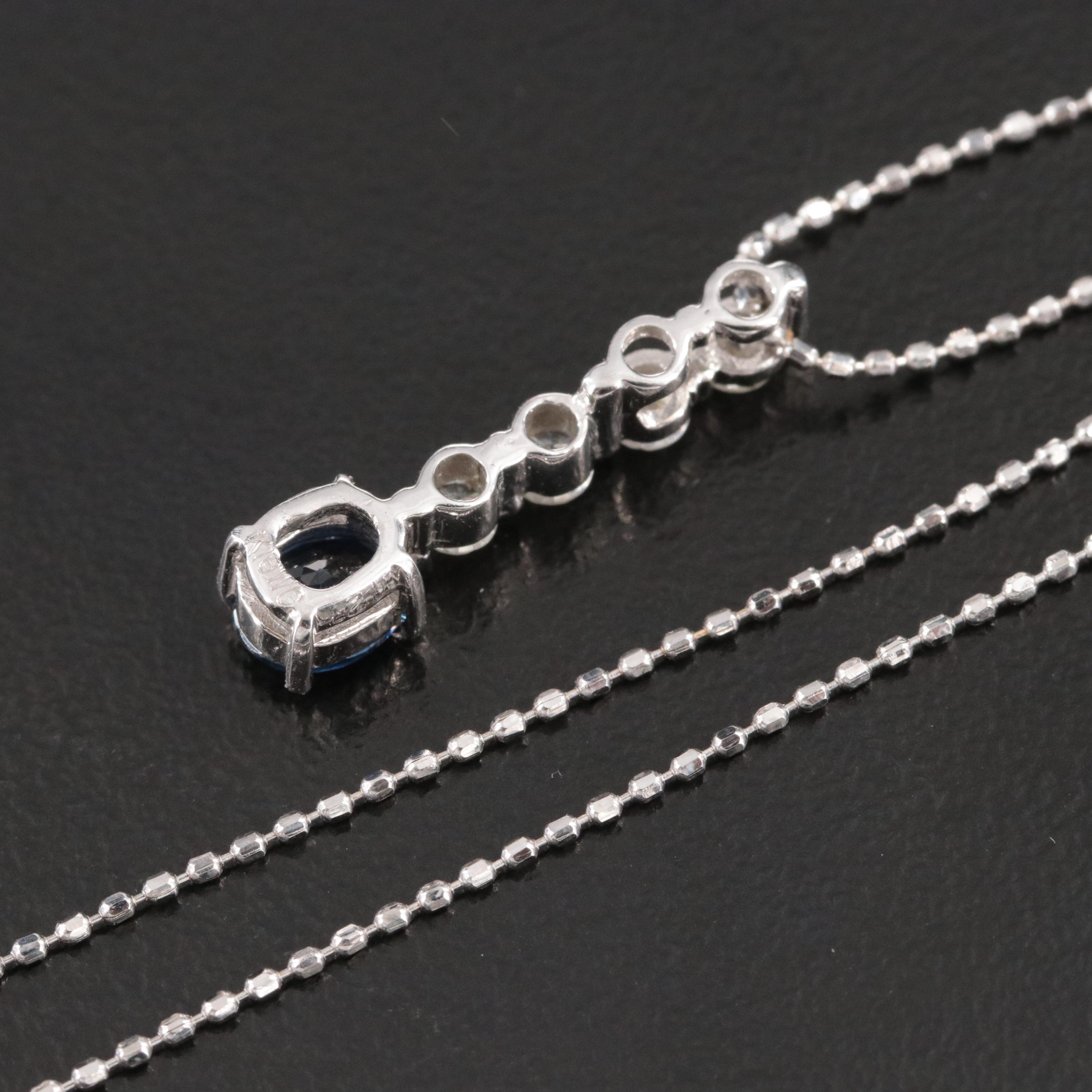 18K Sapphire and Diamond Pendant Necklace