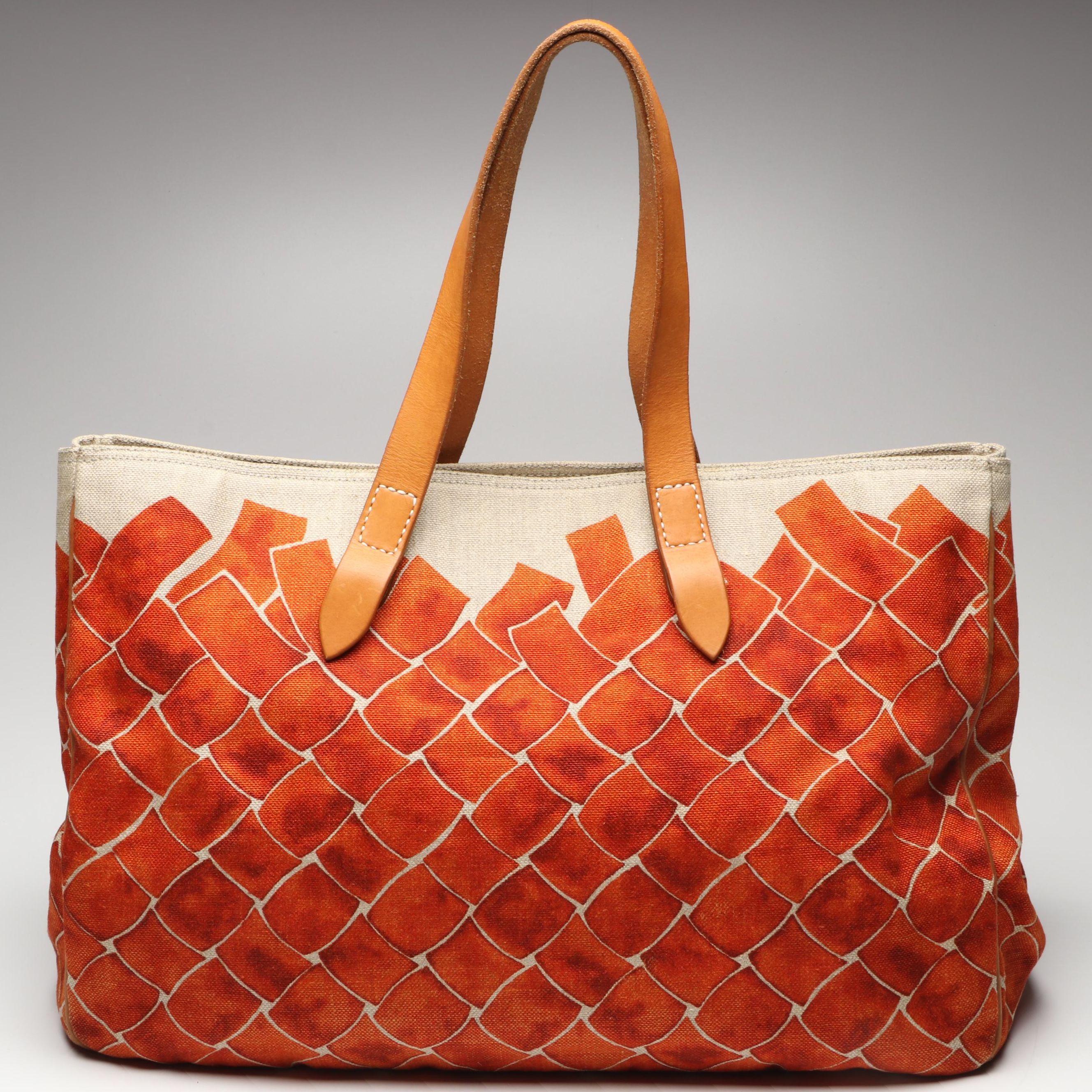Bottega Veneta Printed Canvas and Leather Tote