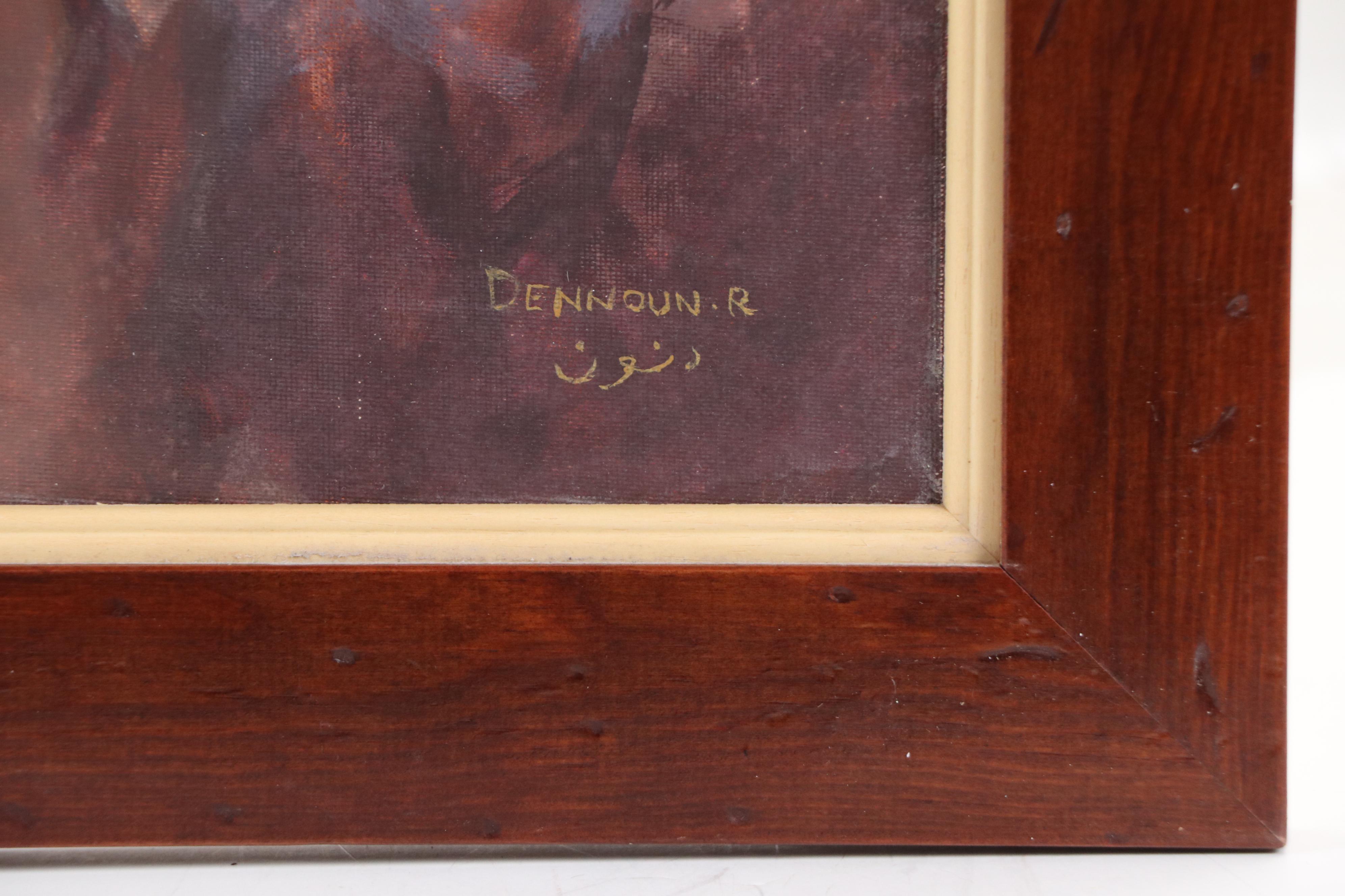 Reda Dennoun Oil Painting of North African Souk Scene, Late 20th Century