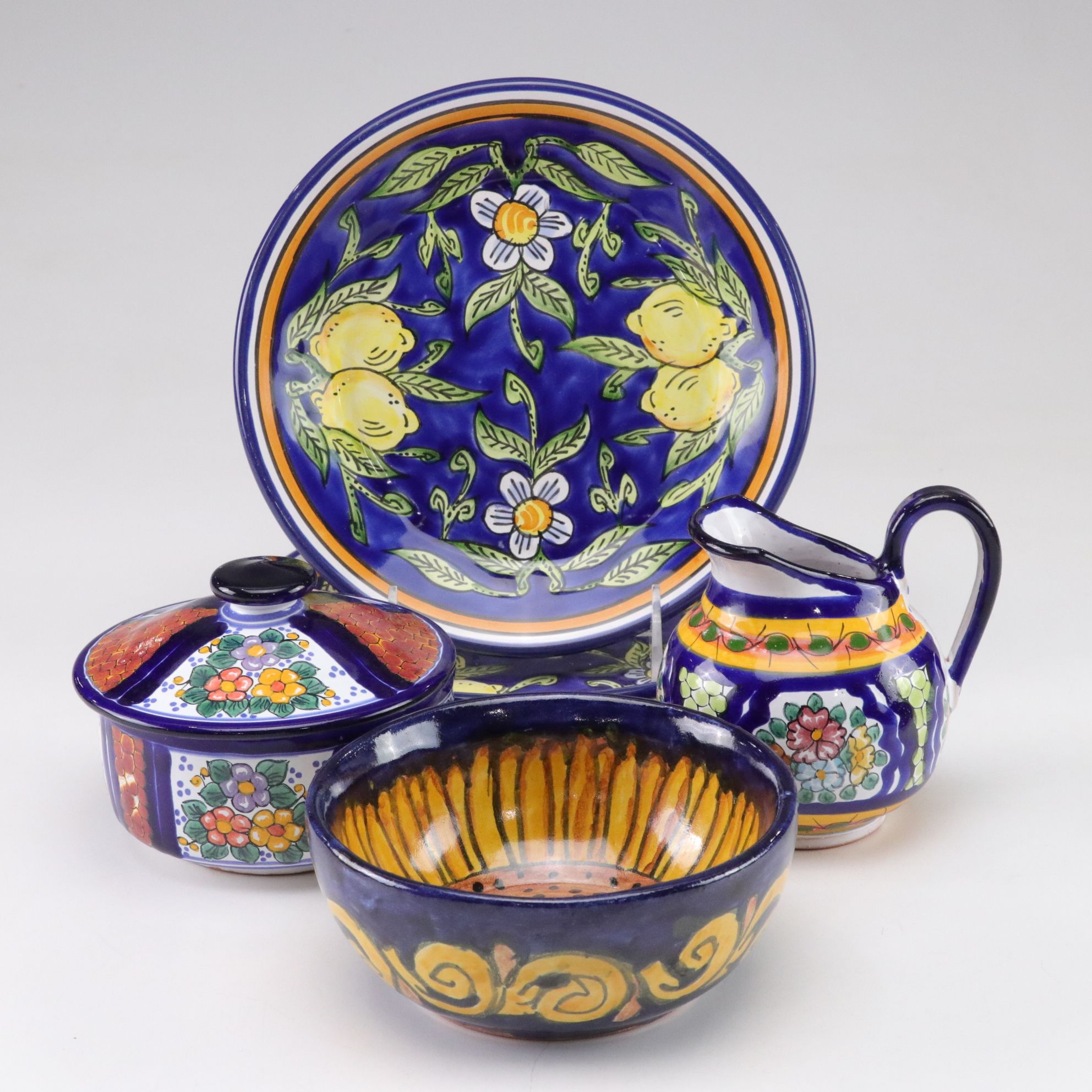 Hand-Painted Talavera Lidded Bowl, Plates & More