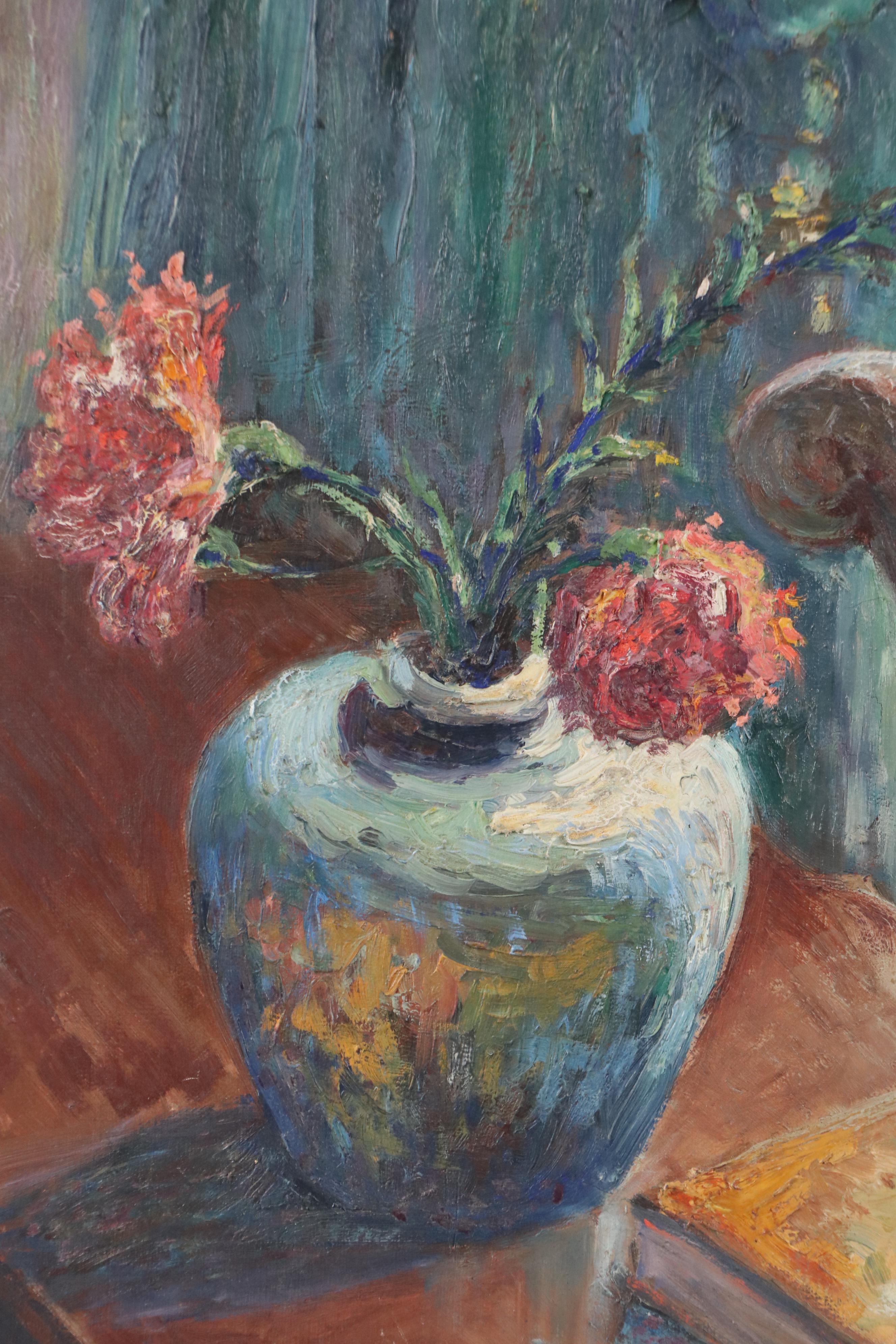 Gaston Gaucher Post-Impressionist Interior Still Life Oil Painting, 1923