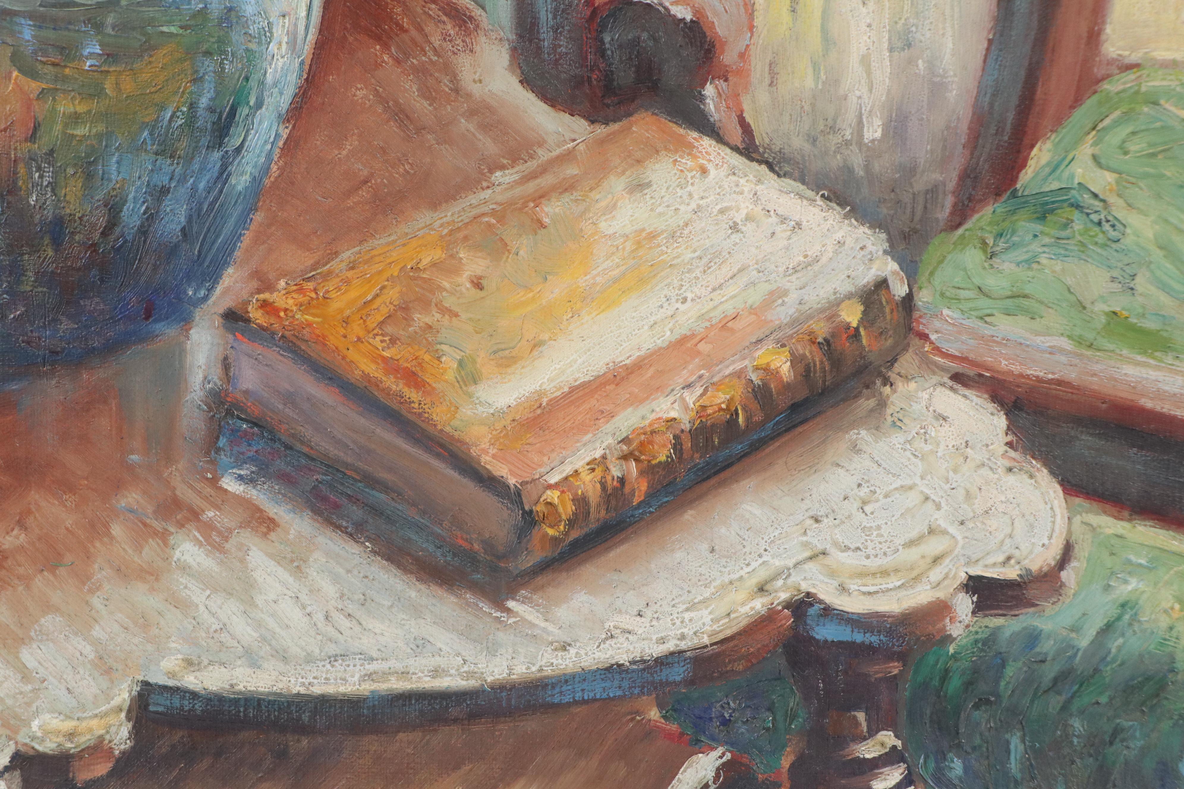 Gaston Gaucher Post-Impressionist Interior Still Life Oil Painting, 1923