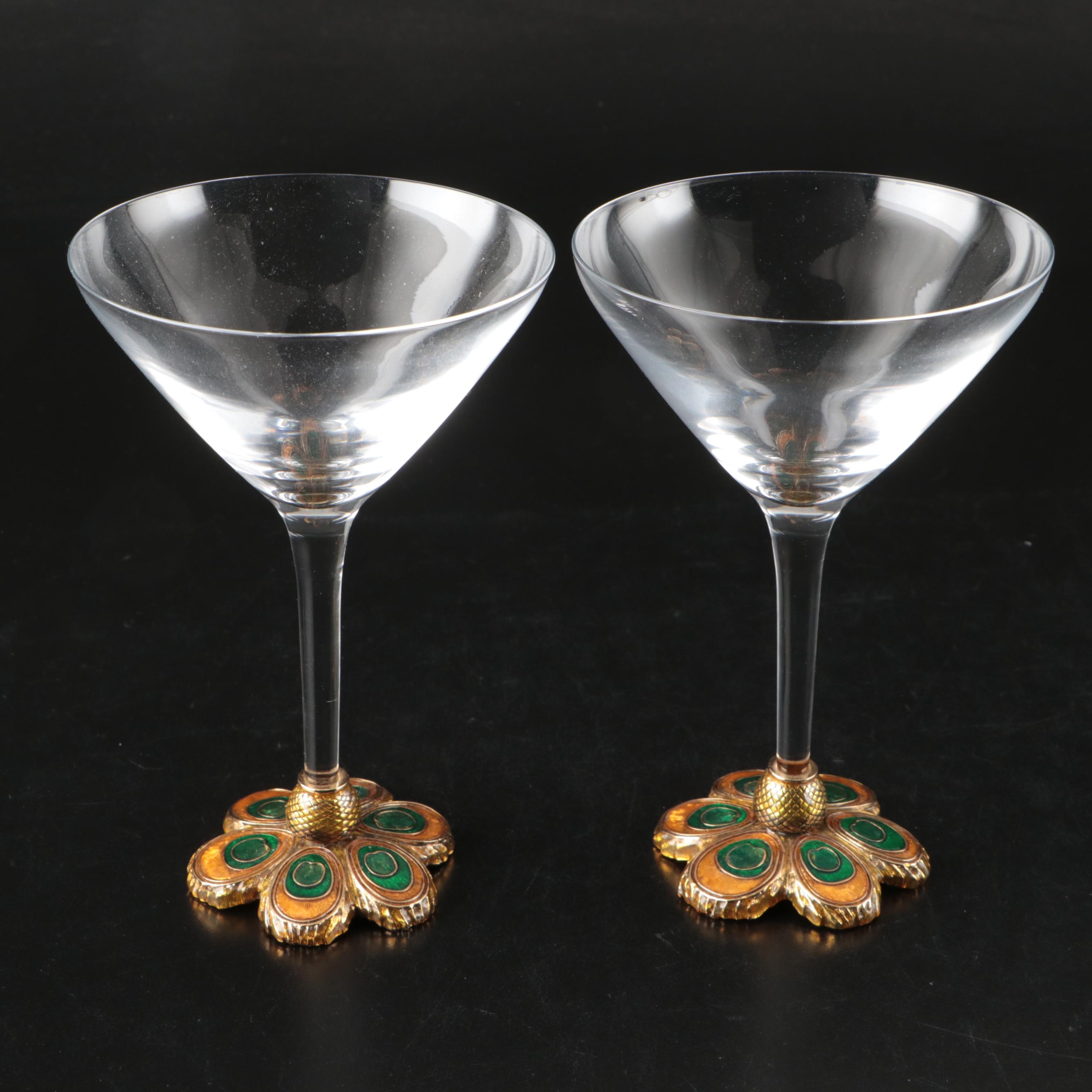 Peacock Ice Bucket, Cocktail Shaker, Martini Glasses, and More Barware