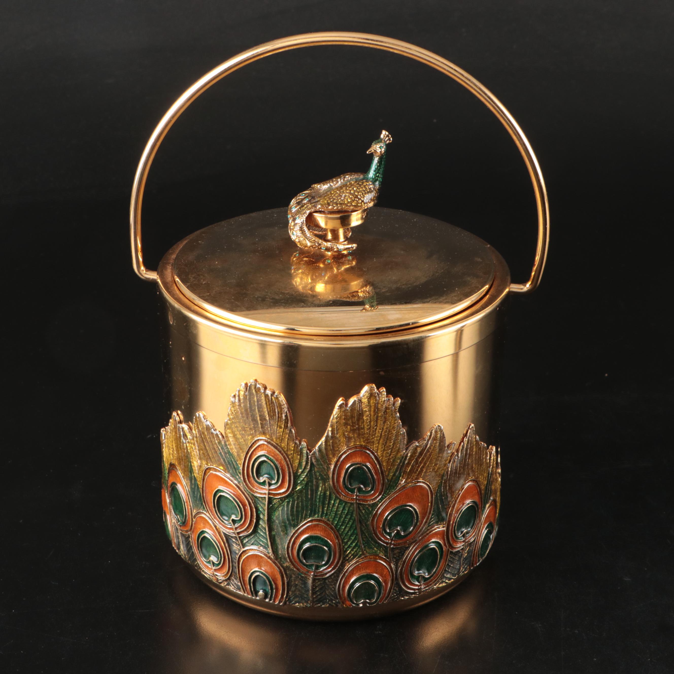 Peacock Ice Bucket, Cocktail Shaker, Martini Glasses, and More Barware