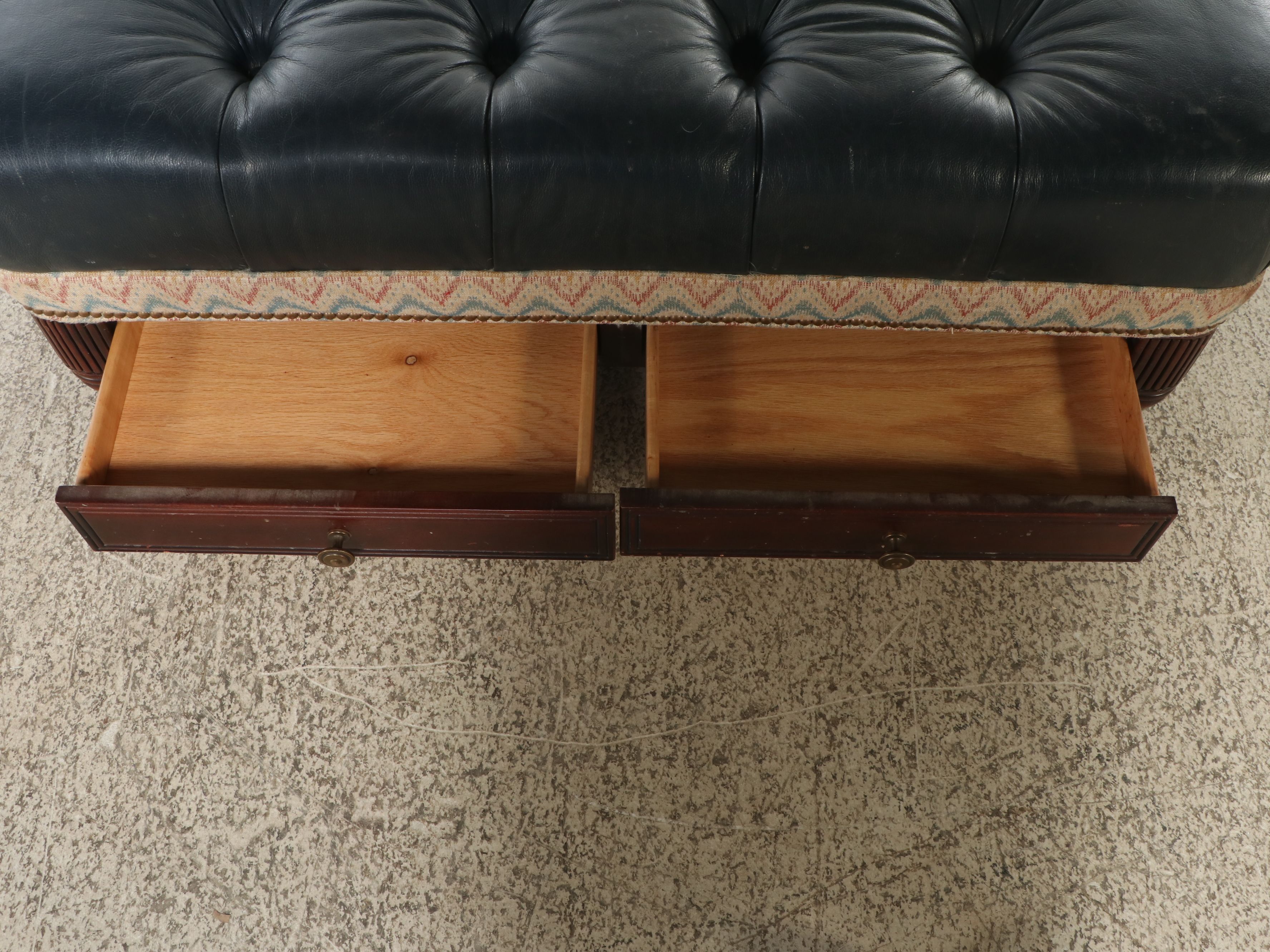 Hancock & Moore Leather Button Tufted Ottoman