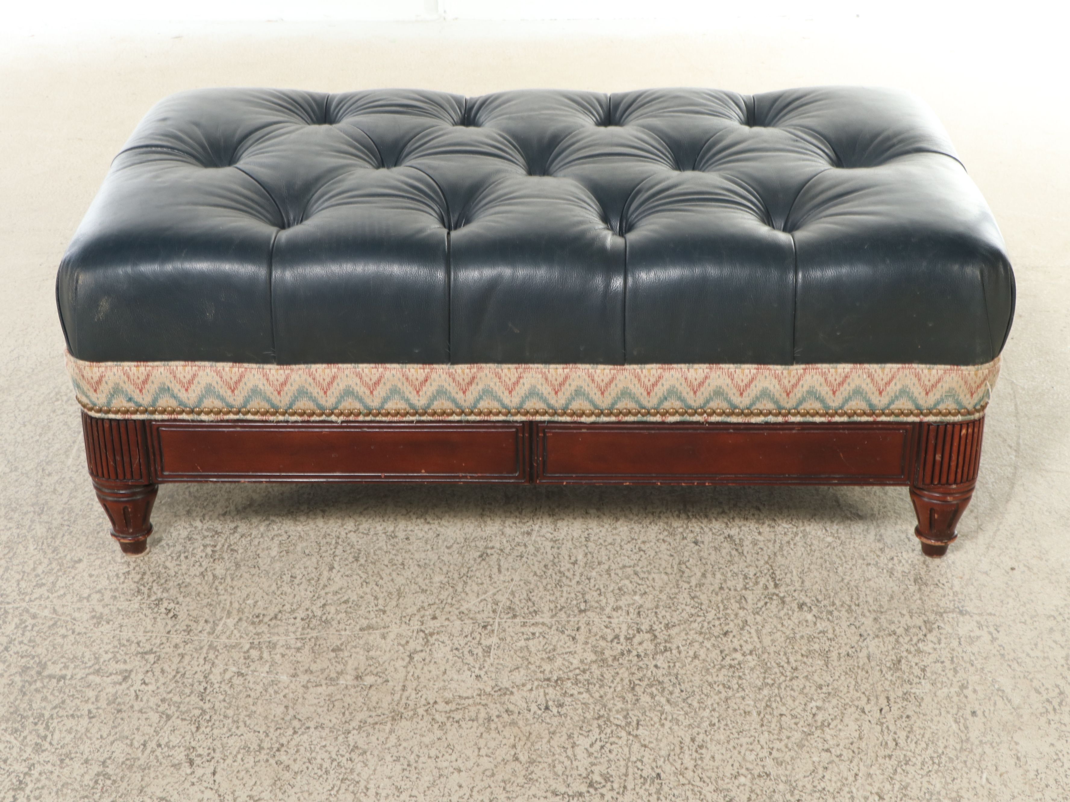 Hancock & Moore Leather Button Tufted Ottoman